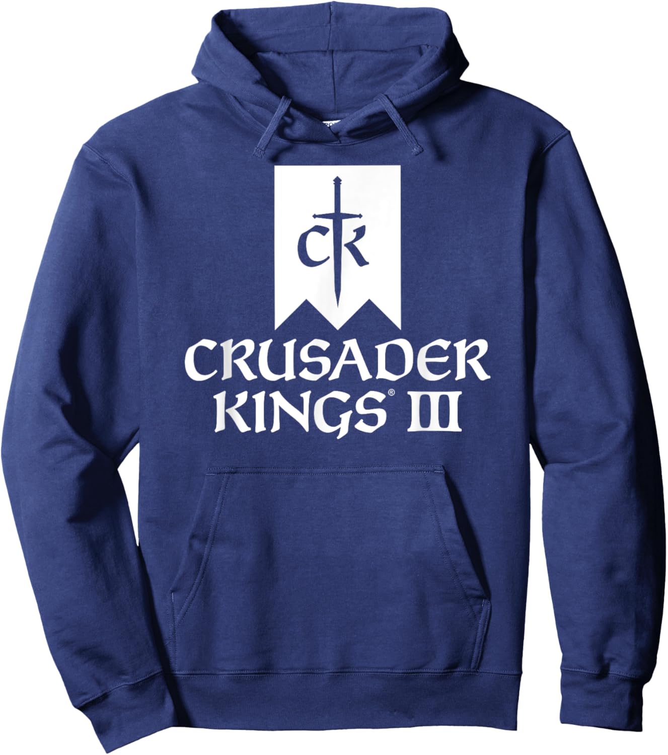 Crusader Kings III game logo white Hoodie - Hoodie | Navy