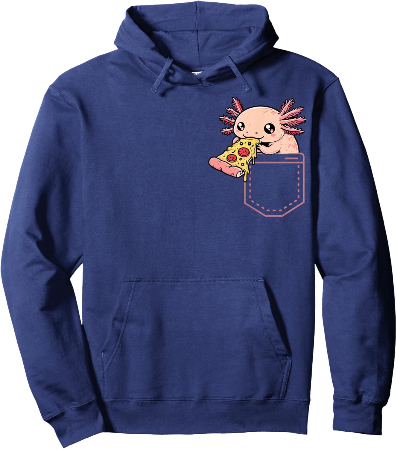 Axolotl Pizza Pocket Snacks Fun Snaxalotl Axolotl In Pocket Hoodie - Hoodie | Navy