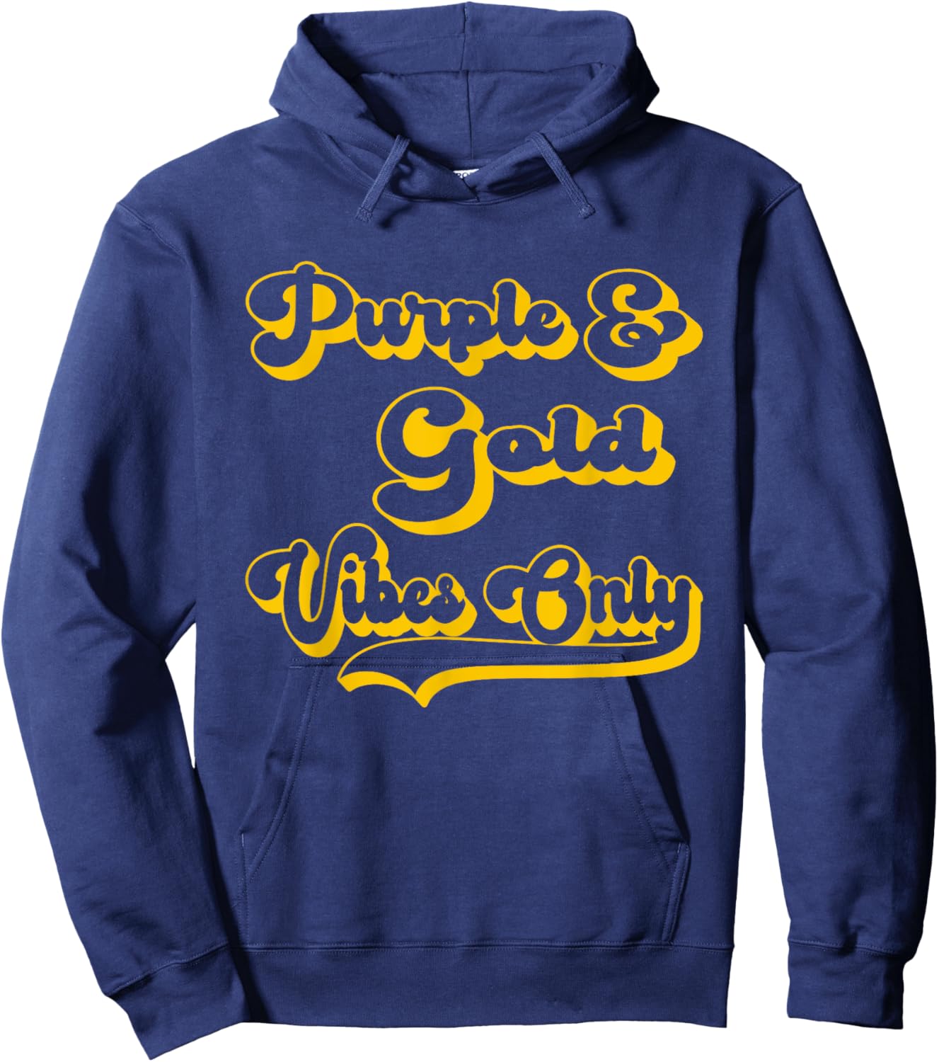 Purple Gold Vibes Only School Pride Team Institution Colors Hoodie - Hoodie | Navy