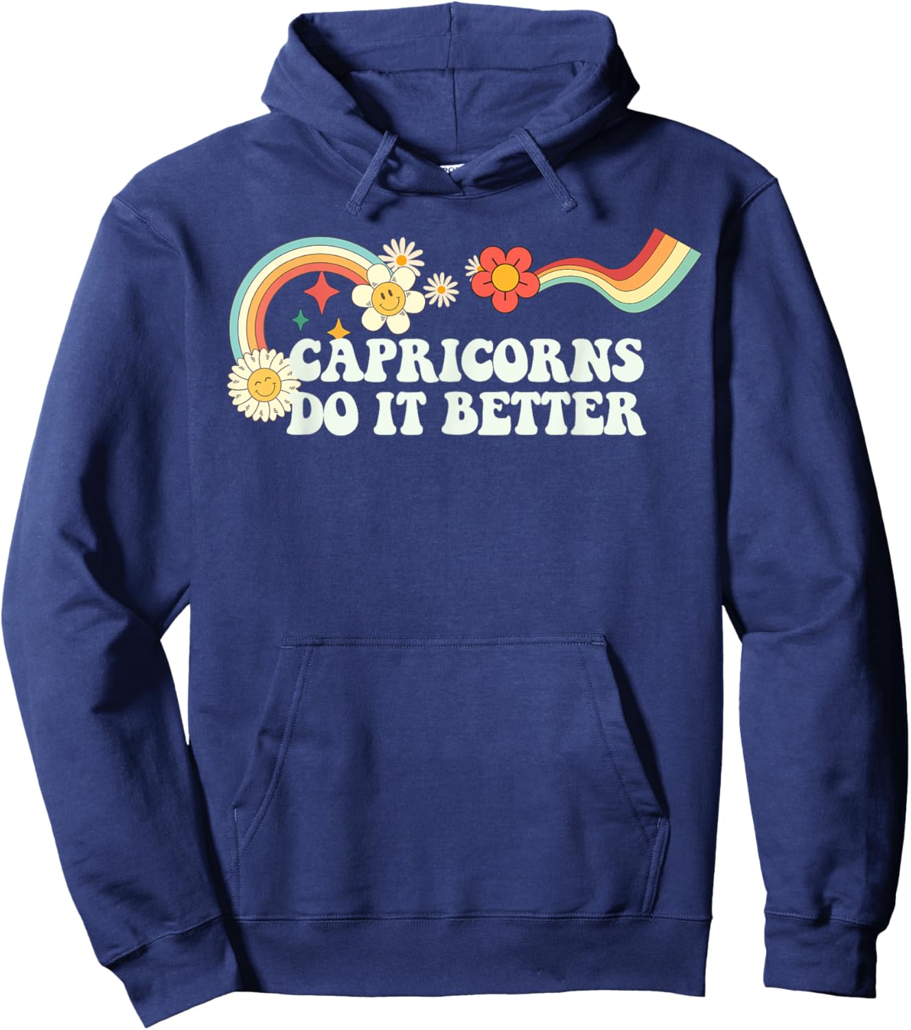 Groovy Script Funny Capricorns Do It Better, Retro Quote Hoodie - Hoodie | Navy