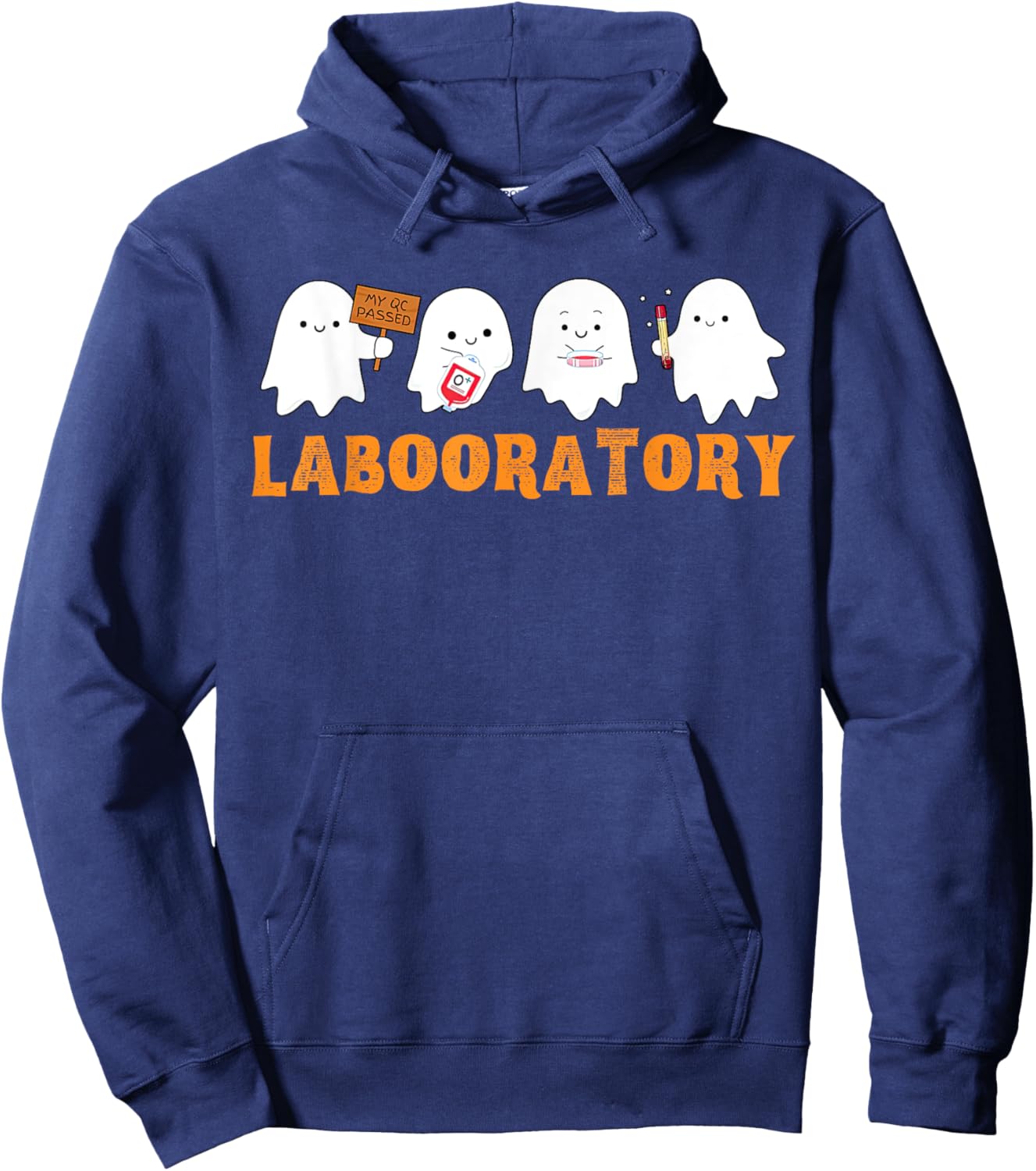 Labooratory Cute Ghost Halloween Laboratory Lab Scientist Hoodie - Hoodie | Navy
