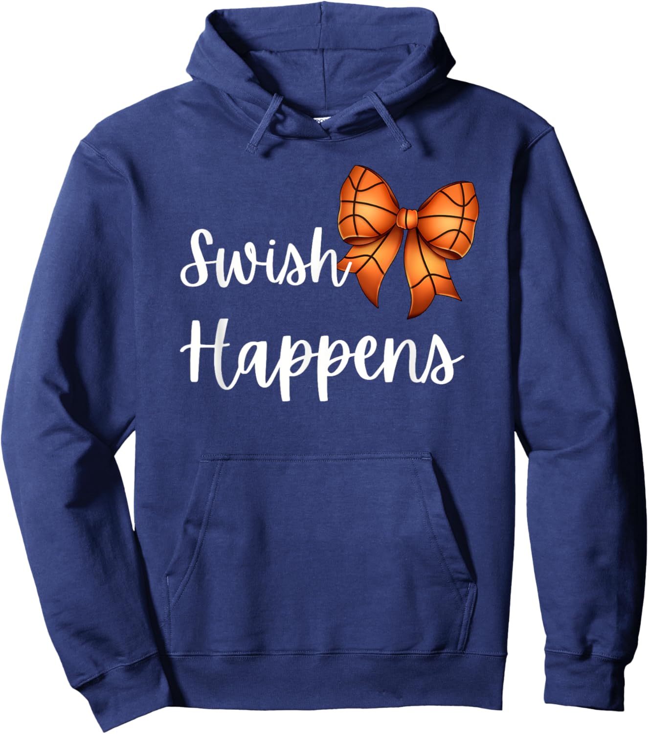 Swish Happens Coquette Style Bow Funny Basketball Lover Hoodie - Hoodie | Navy