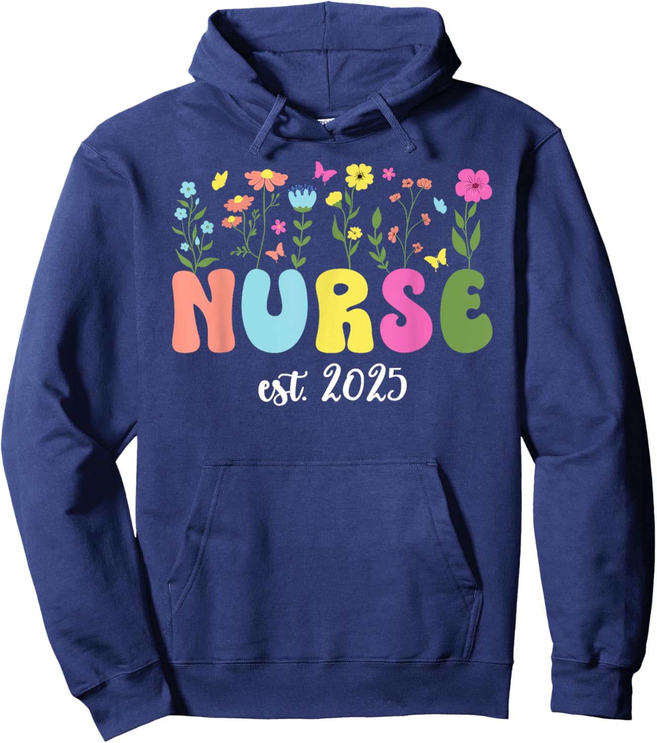 Groovy Nurse Est. 2025 Nurse Graduation Nursing Grad 2025 Hoodie - Hoodie | Navy