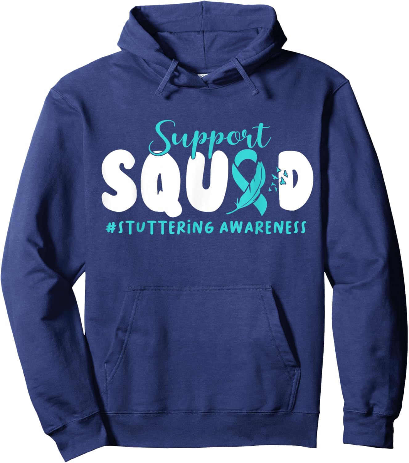 Support Stuttering Awareness American Flag Ribbon In October Hoodie - Hoodie | Navy