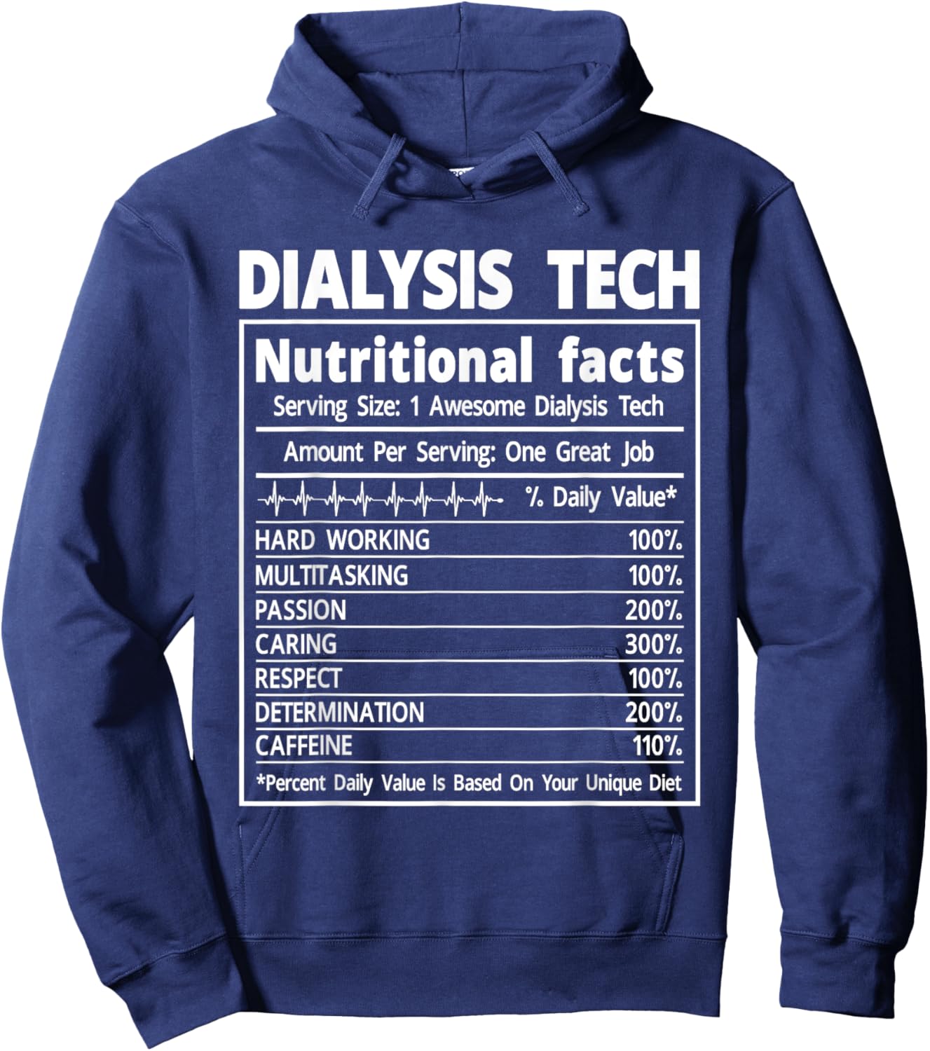 Nephrology Dialysis Tech Nutritional Facts Hoodie - Hoodie | Navy
