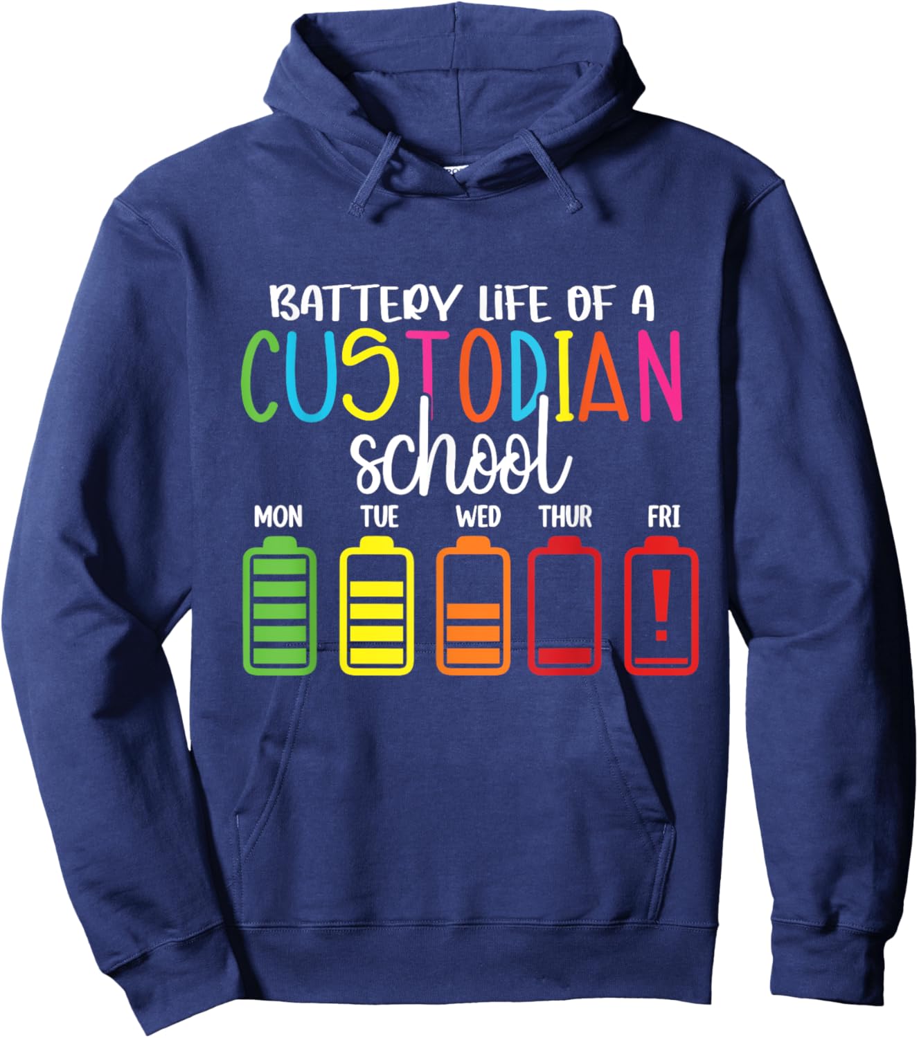 School Janitor, School Custodian Battery Life Back to School Hoodie - Hoodie | Navy