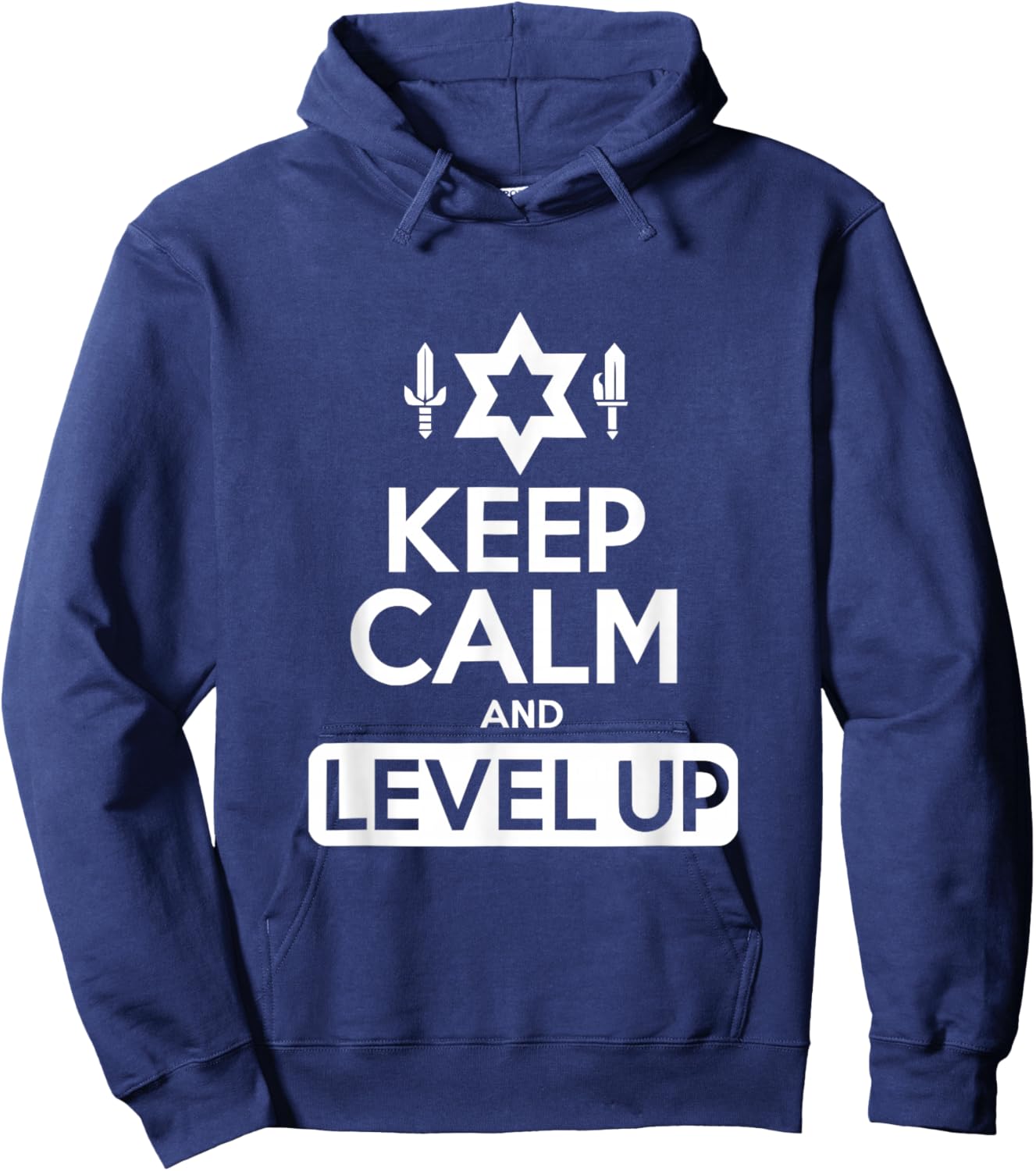 Keep Calm and Level Up Gamer Funny Quote Hoodie - Hoodie | Navy