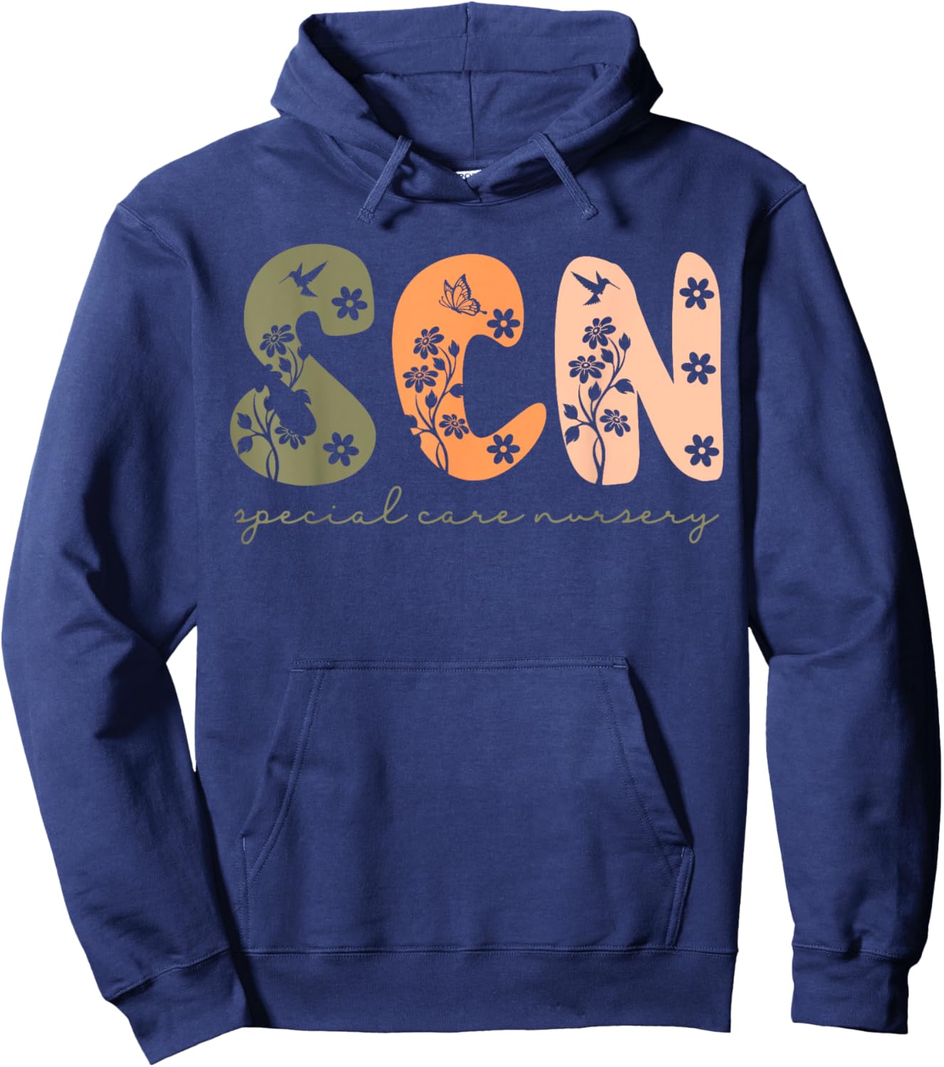 Retro Floral SCN Special Care Nursery NICU Nurse Week Hoodie - Hoodie | Navy