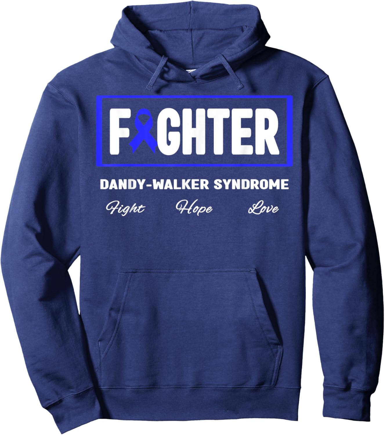 Blue Ribbon Fighter Shirt - Dandy-Walker Syndrome Awareness Hoodie - Hoodie | Navy