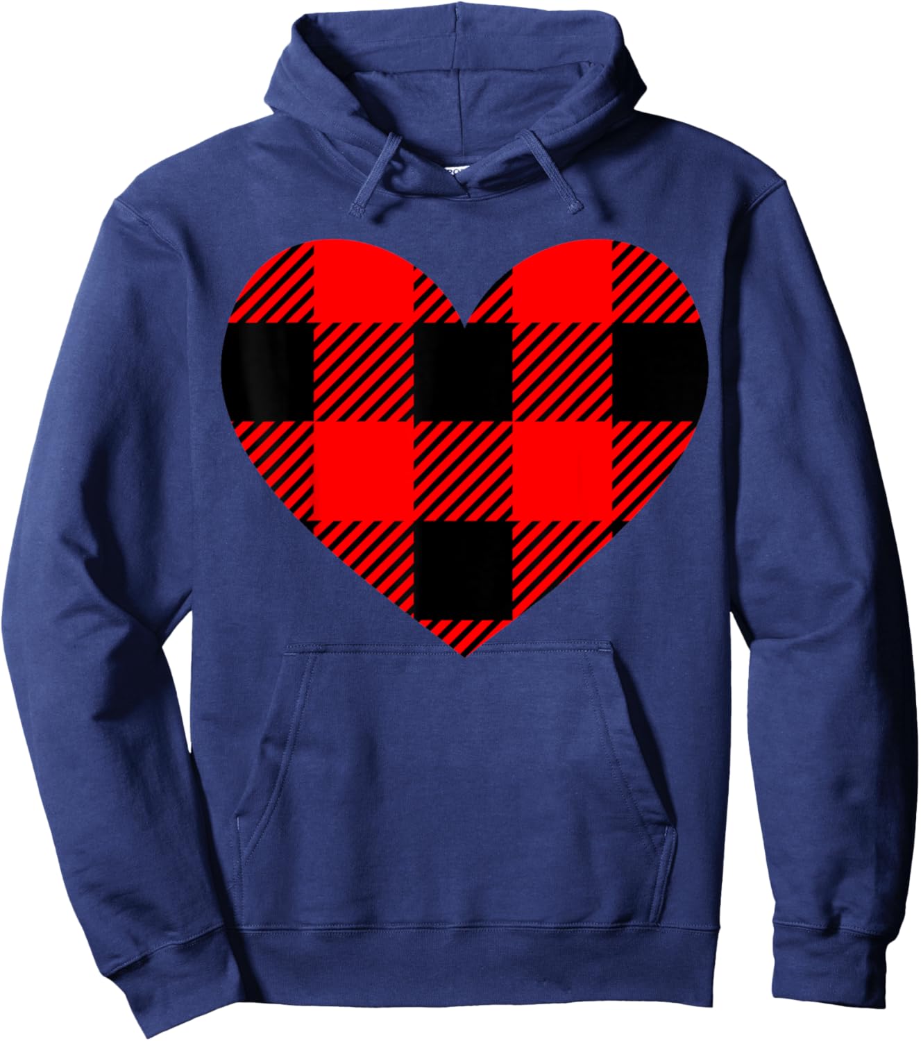 Red Buffalo Plaid Heart Funny Lumberjack Valentine Hoodie - Hoodie | Navy