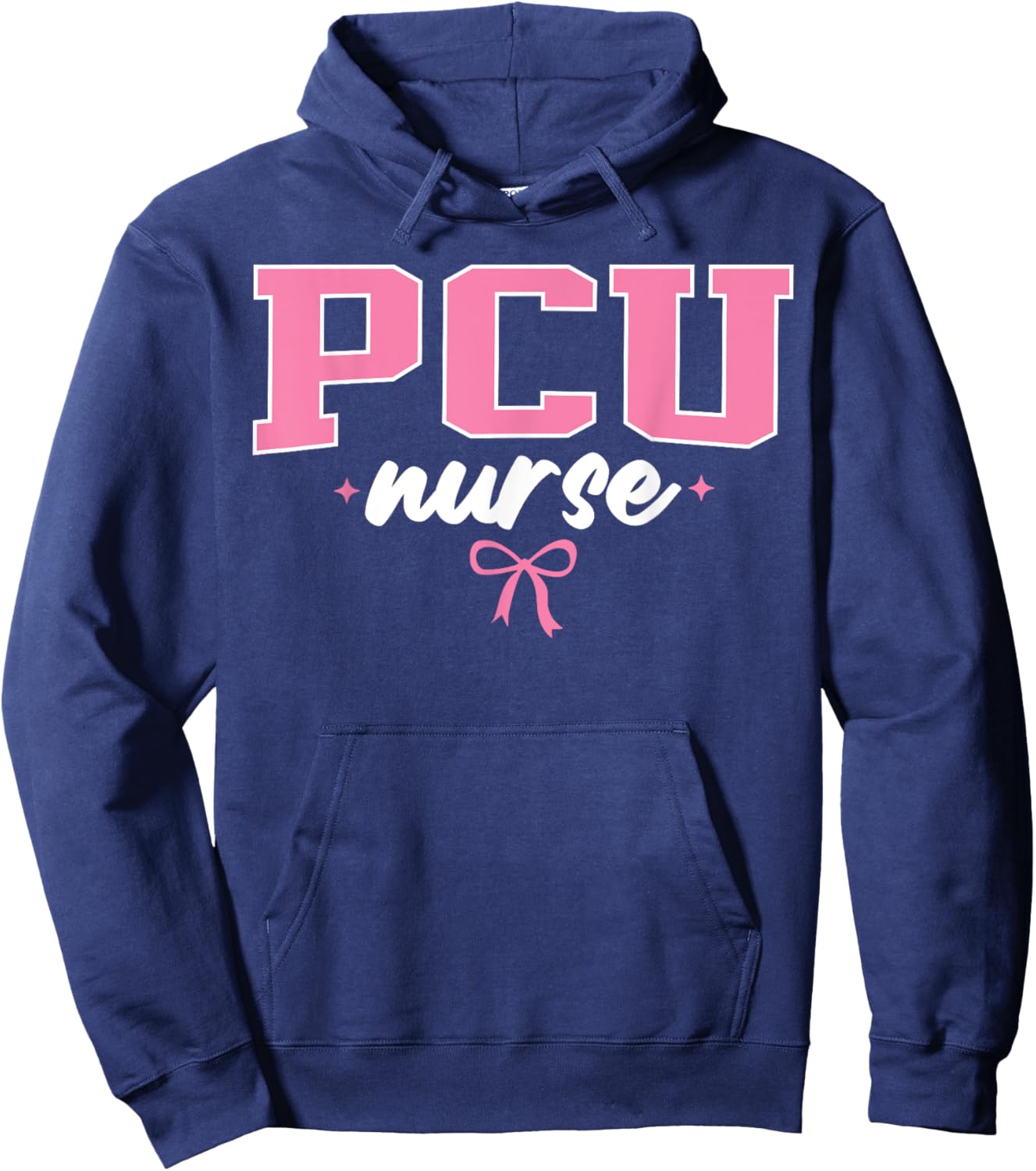 PCU Nurse Progressive Care Unit Nursing Cute Women Pink Bow Hoodie - Hoodie | Navy