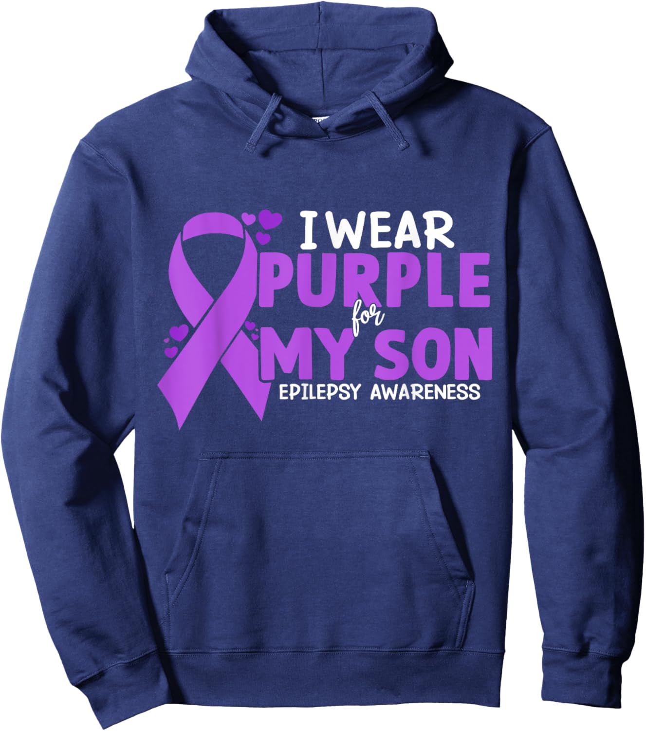I Wear Purple For My Son Epilepsy Awareness Mom Dad Hoodie - Hoodie | Navy