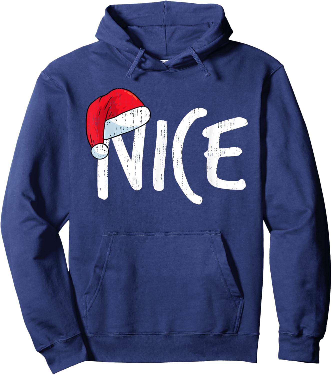 Team Naughty Nice Funny Matching Christmas Couples Costume Hoodie - Hoodie | Navy