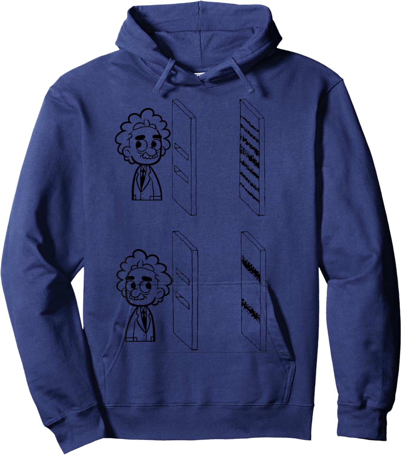 Quantum Threads: Double Slit Experiment Design - -Adults, Blue, Small, Short Sleeve Hoodie - Hoodie | Navy