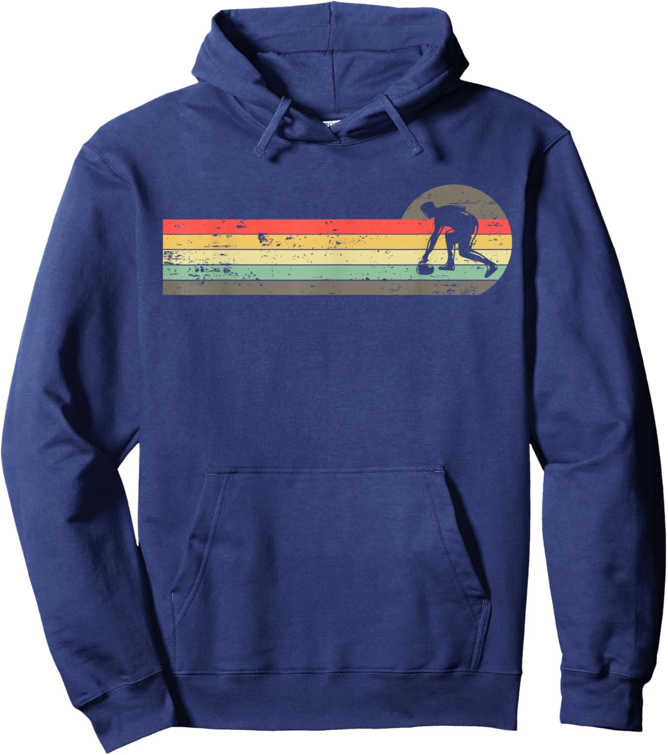 Retro Curler Curling Stone Hoodie - Hoodie | Navy