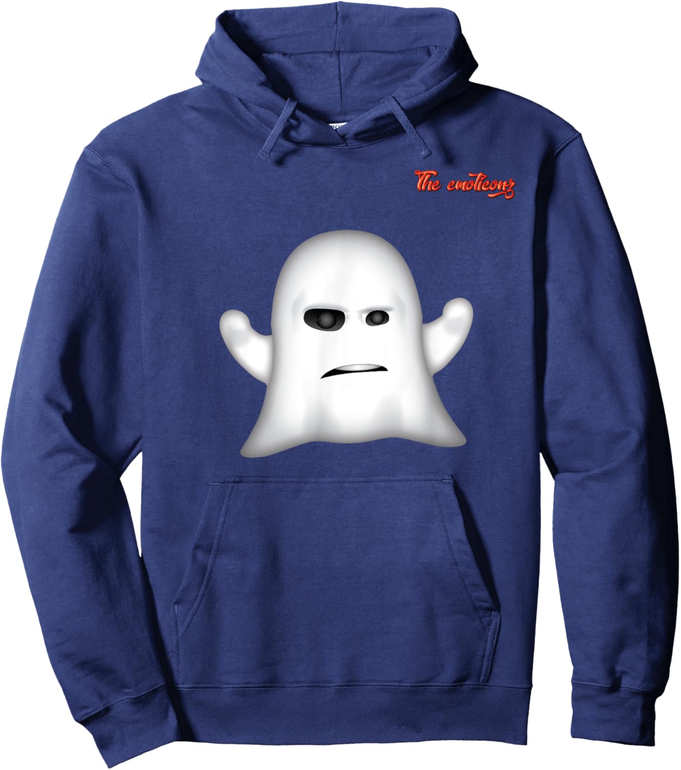 Emoji Frowning Angry Ghost Face Hoodie - Hoodie | Navy