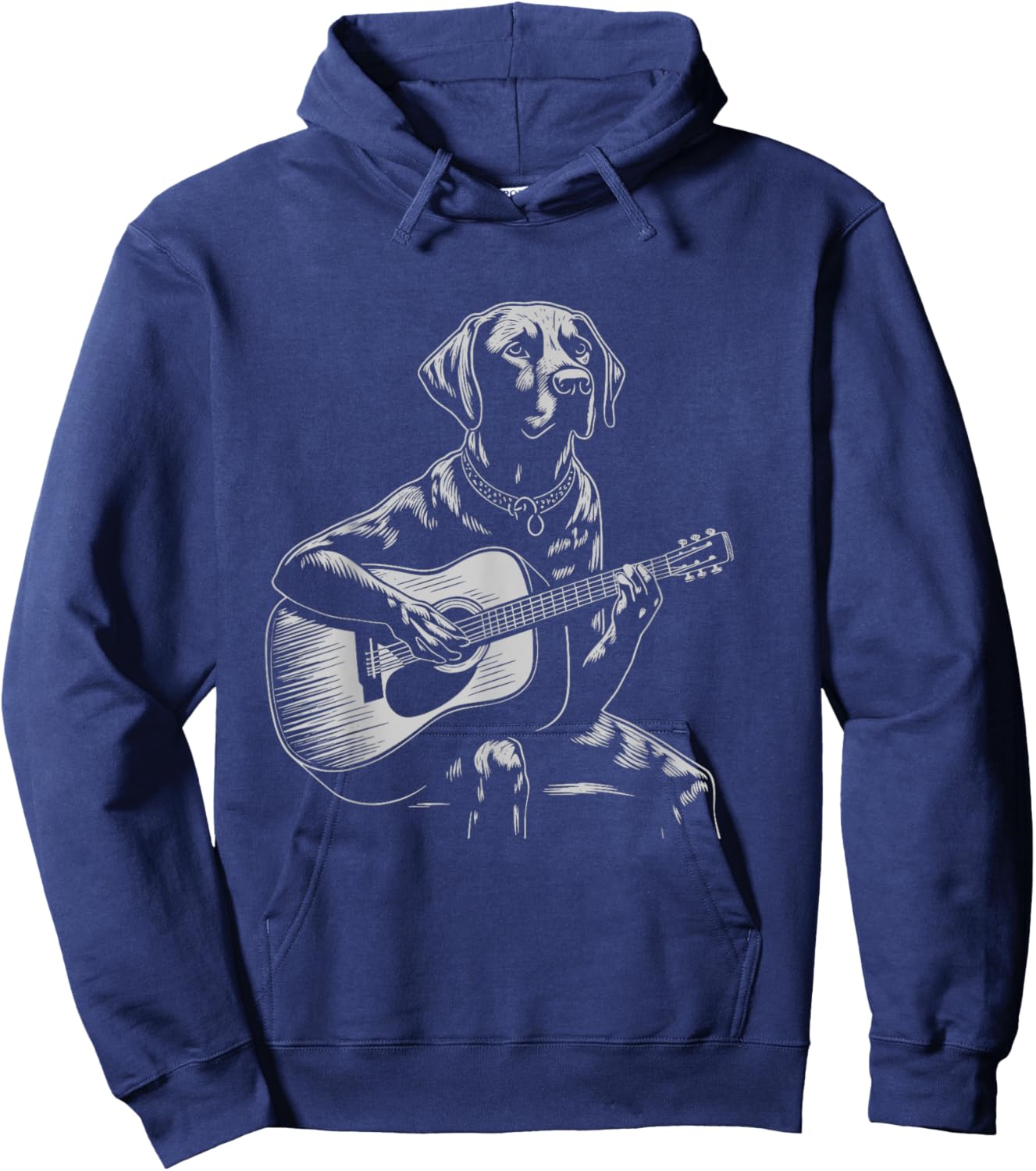 Funny Black Labrador Acoustic Guitar Music Lover Men Women Hoodie - Hoodie | Navy
