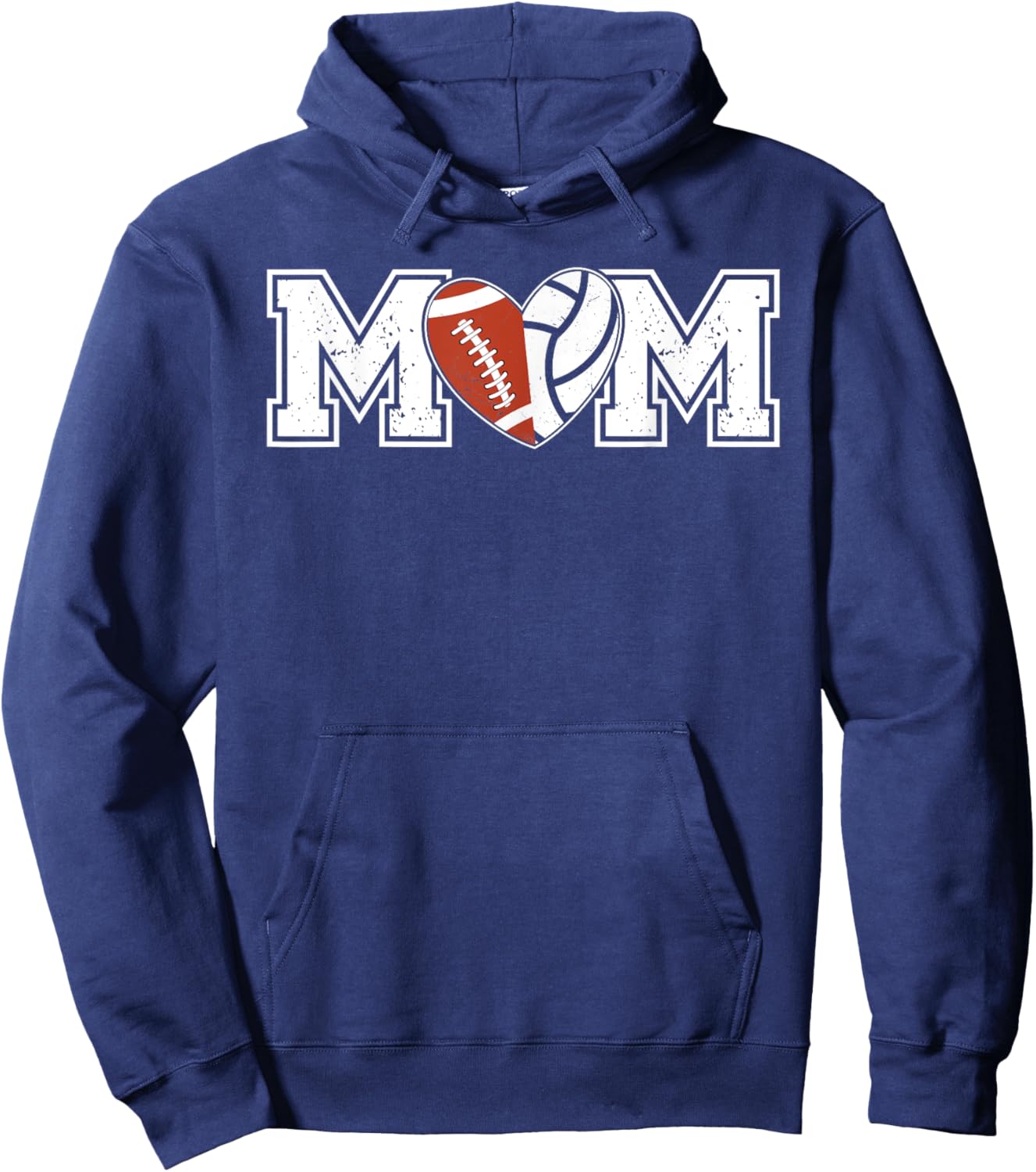 Volleyball Football Mom Of Football Volleyball Player Hoodie - Hoodie | Navy