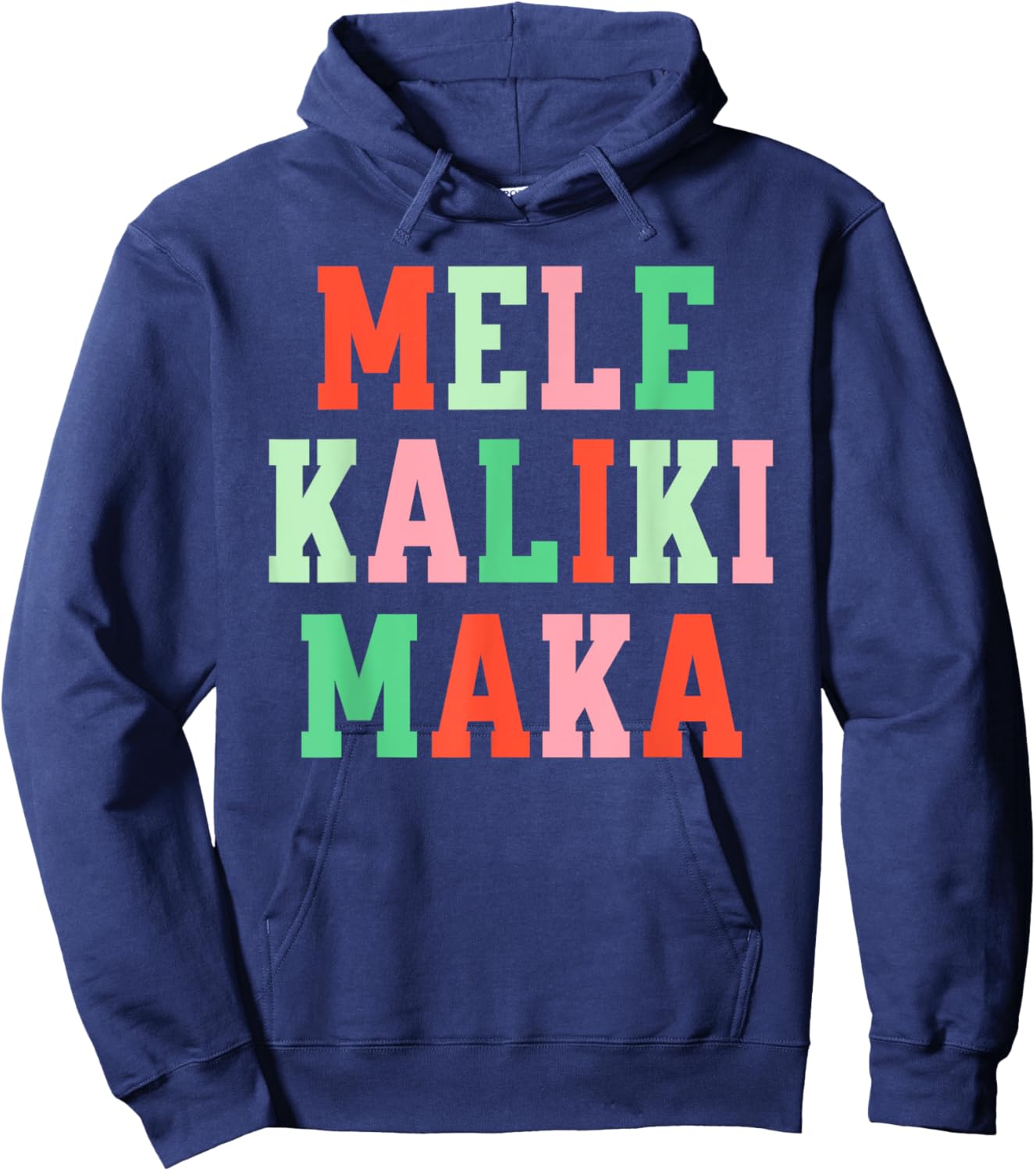 Retro Mele Kalikimaka Hawaii Hawaiian Tropical Christmas Hoodie - Hoodie | Navy