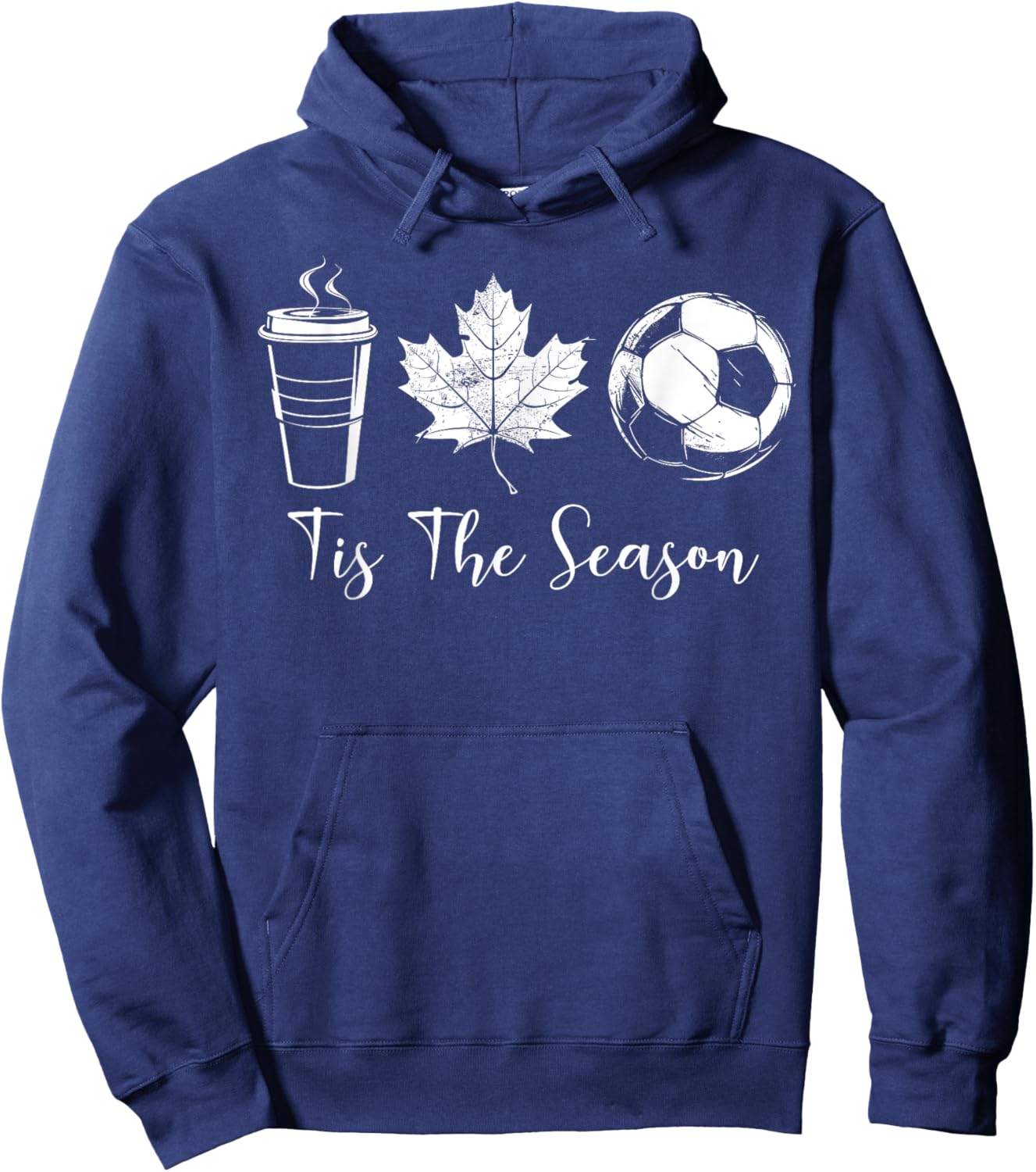 Tis The Season Coffee Maple Leaf Soccer Ball Sports Fall Hoodie - Hoodie | Navy