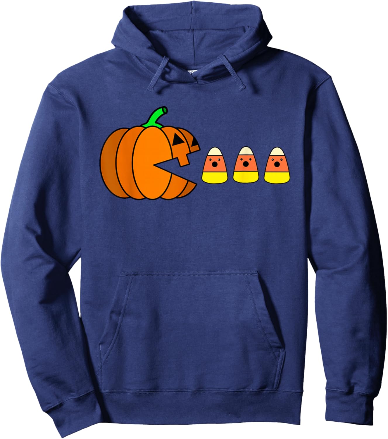 Funny Halloween Pumpkin Eating Candy Corn Gamer Men Kids Hoodie - Hoodie | Navy