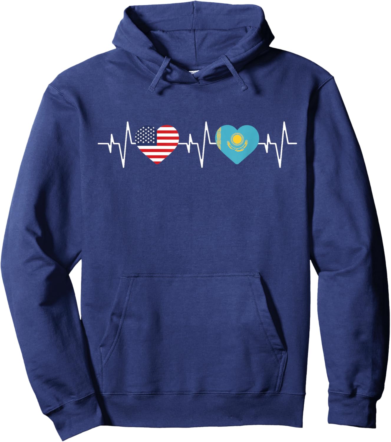 Kazakh heritage USA Kazakhstan American Flag Kazakh Flag Hoodie - Hoodie | Navy