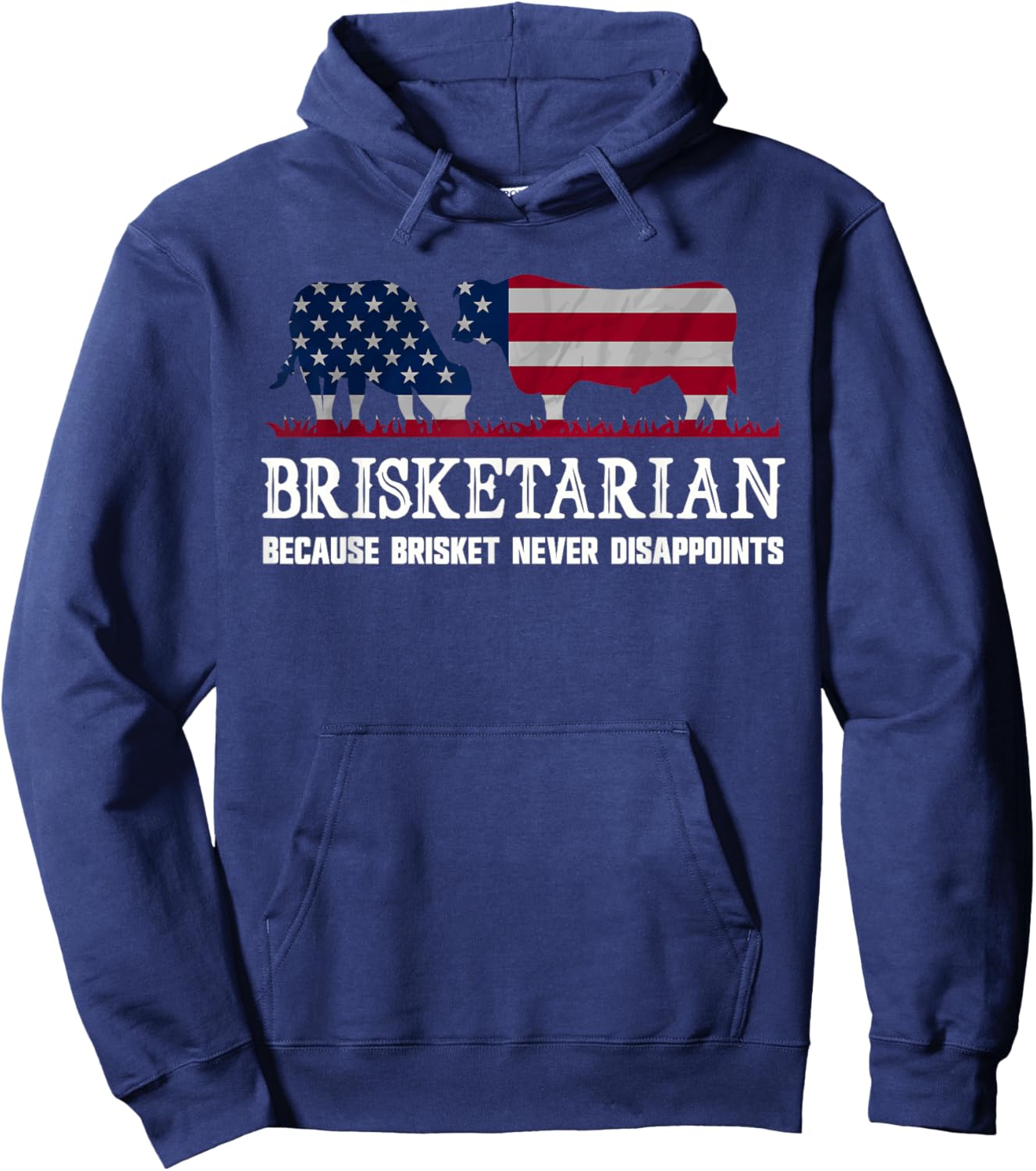 Funny Brisketarian Brisket Smoker BBQ American Flag Hoodie - Hoodie | Navy
