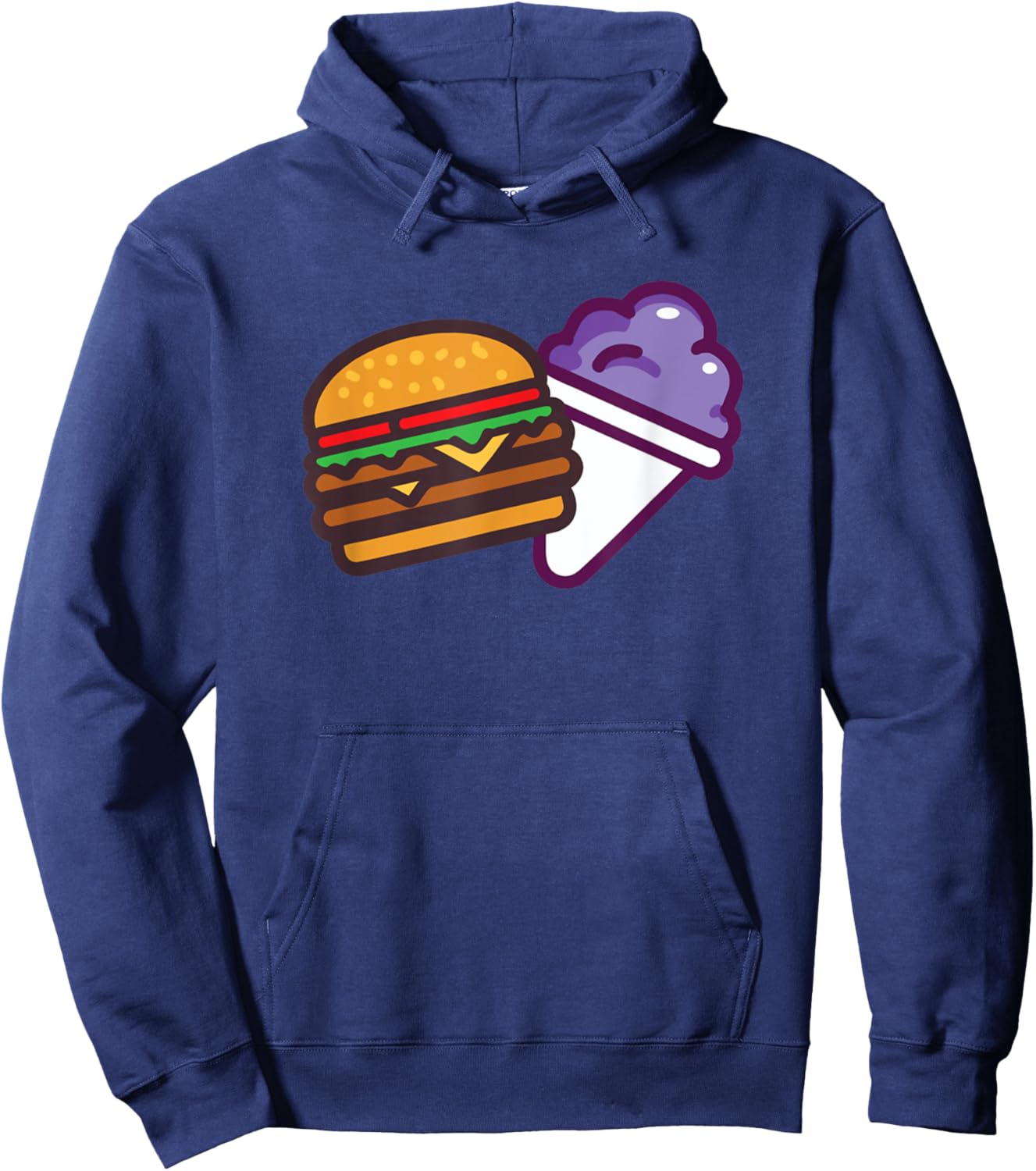 Funny Burger And Grape Cute Burger Snow Cone Hoodie - Hoodie | Navy