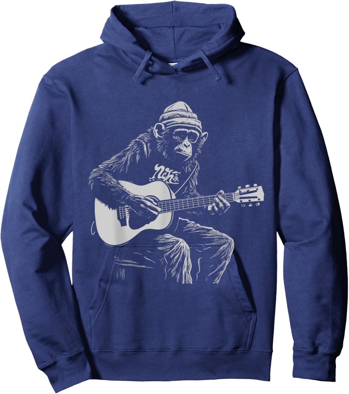 Funny Monkey Acoustic Guitar Music Lover Men Women Kids Hoodie - Hoodie | Navy