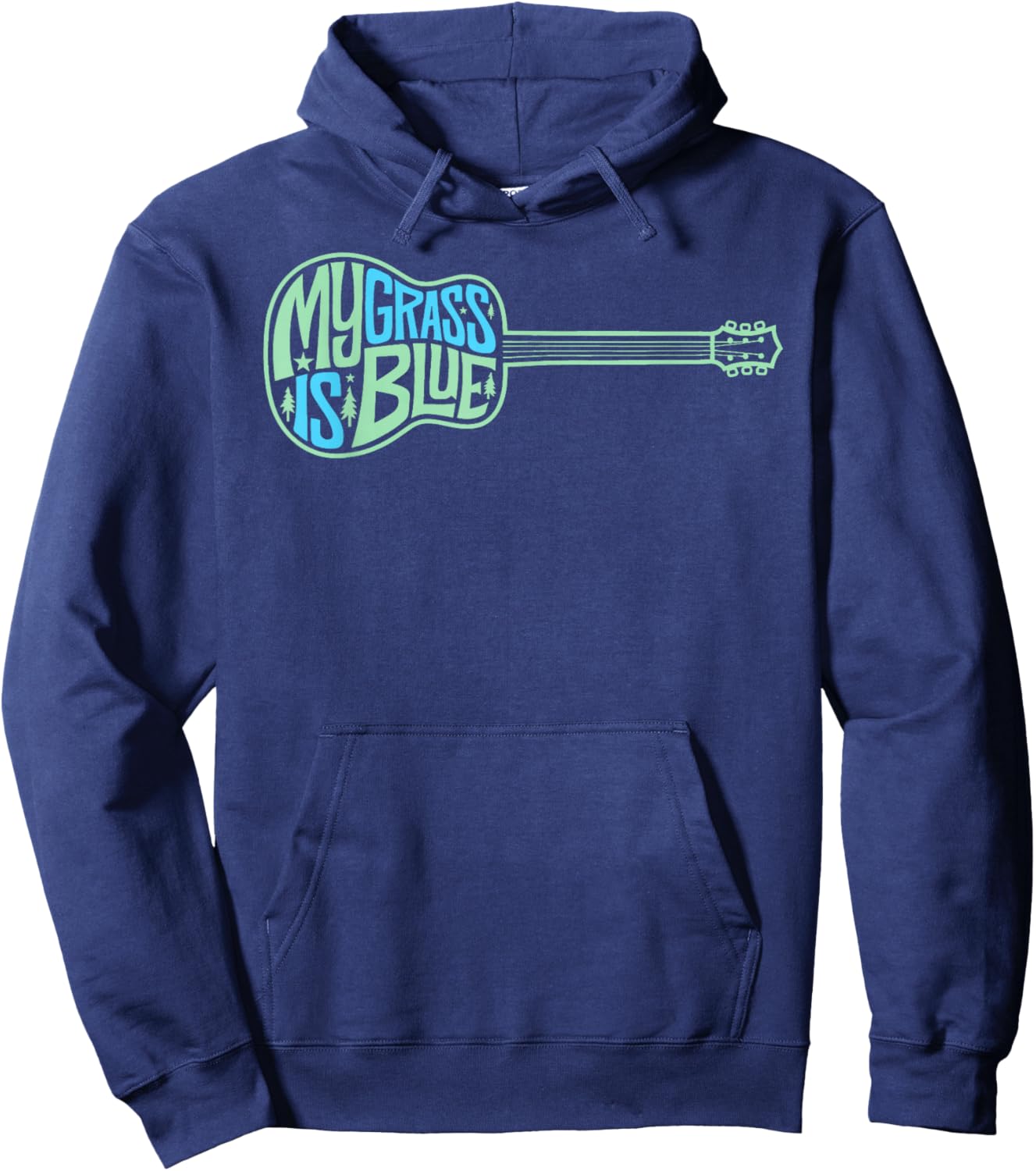 My Grass Is Blue Acoustic Guitar Bluegrass Music Hoodie - Hoodie | Navy