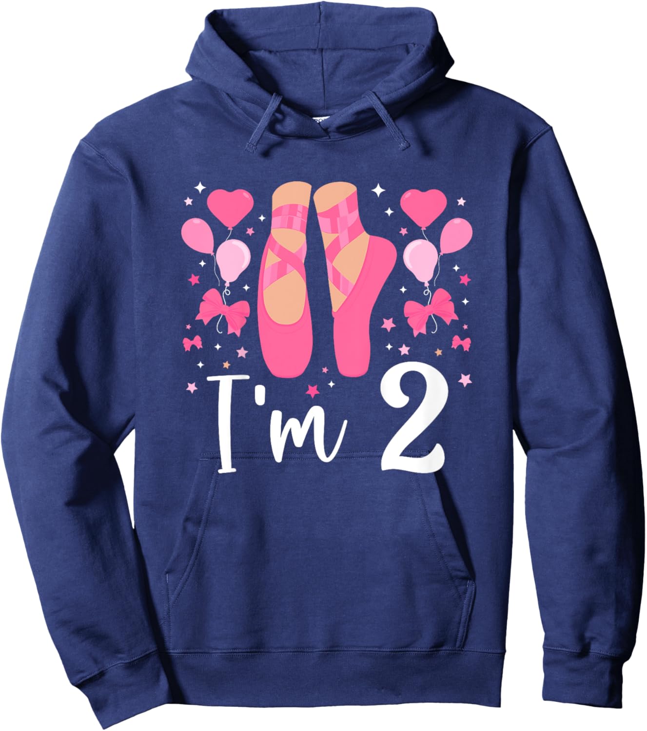 Kids 2nd Birthday Party Ballet Girl Two Year Old Ballerina Hoodie - Hoodie | Navy