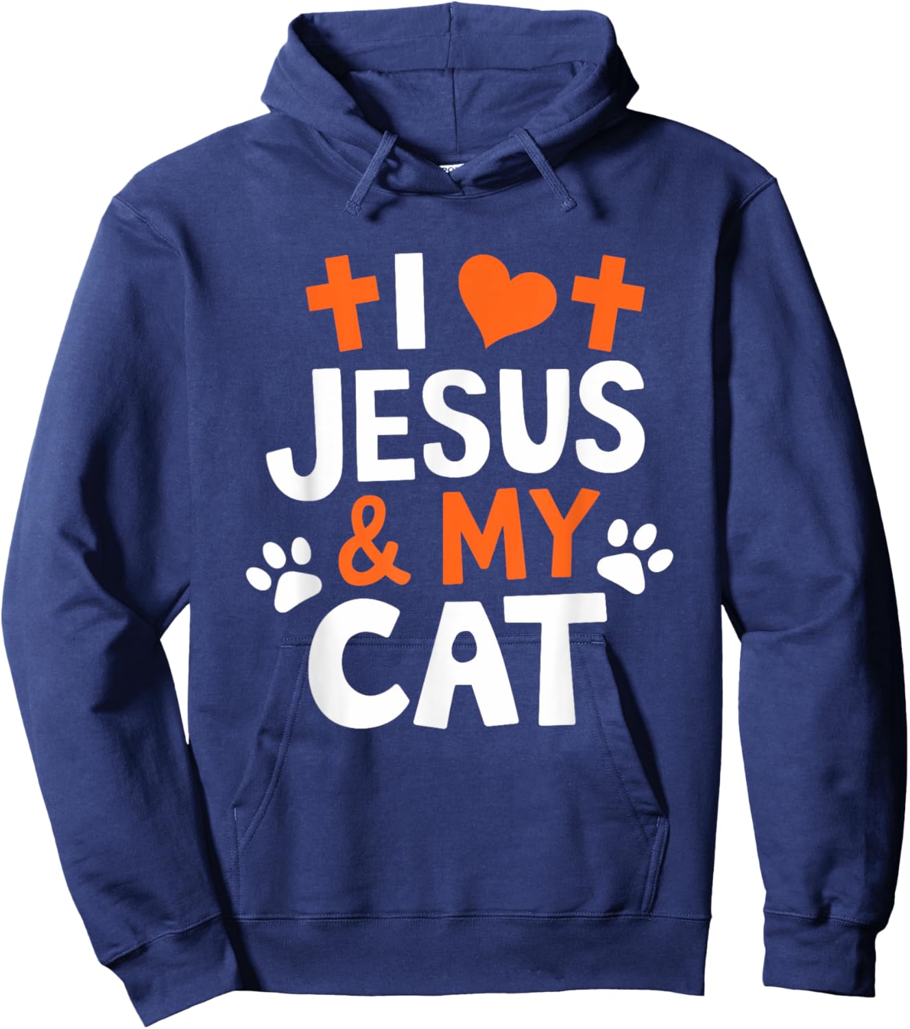 I love Jesus and my cat, Christian God Believer Christianity Hoodie - Hoodie | Navy