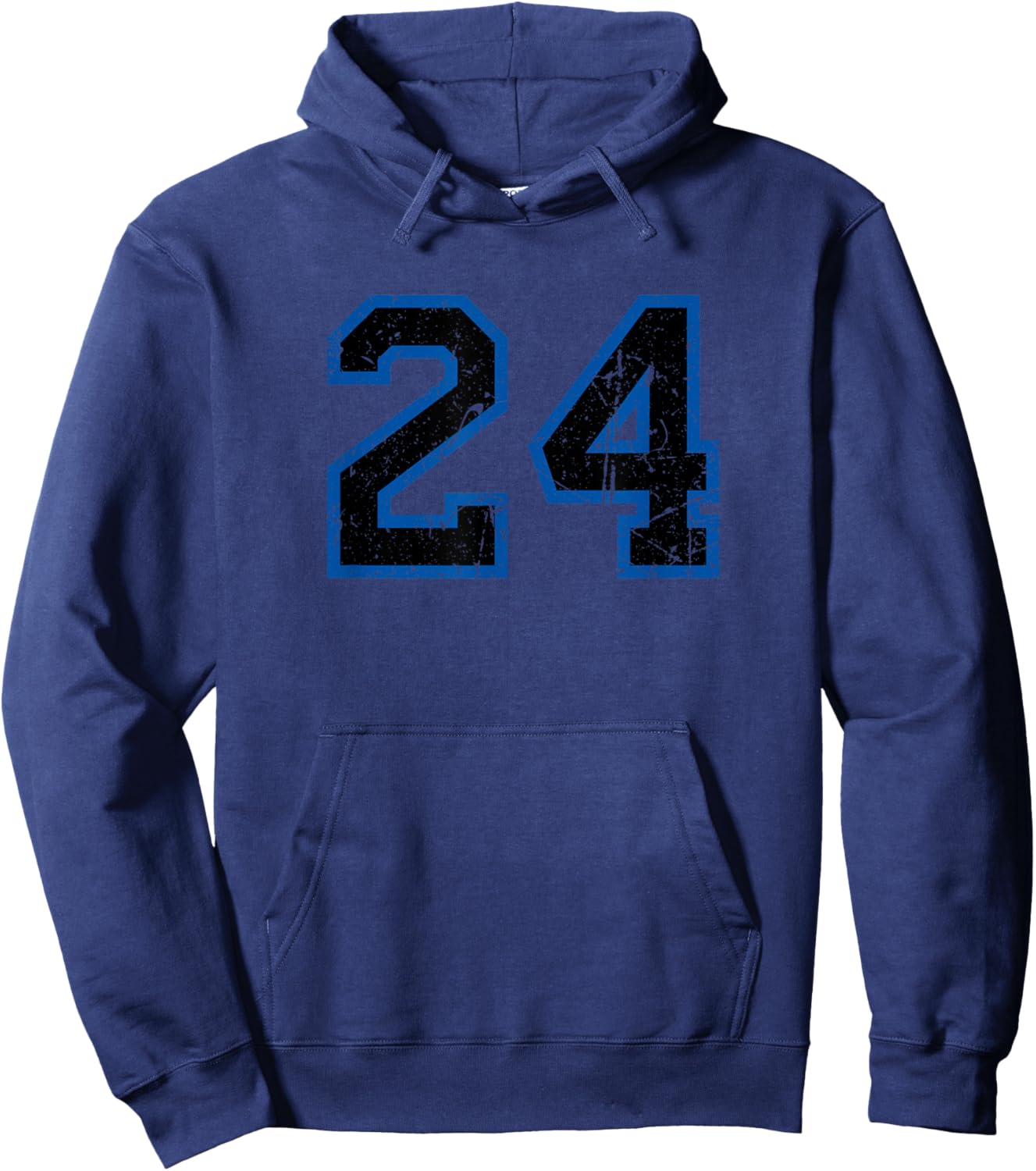 Vintage Number #24 Sport Blue Black Varsity Number Hoodie - Hoodie | Navy