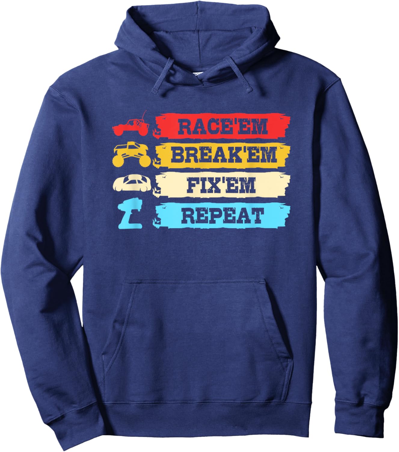 Retro Vintage RC Car Race Break Fix Repeat R/c Car Hoodie - Hoodie | Navy