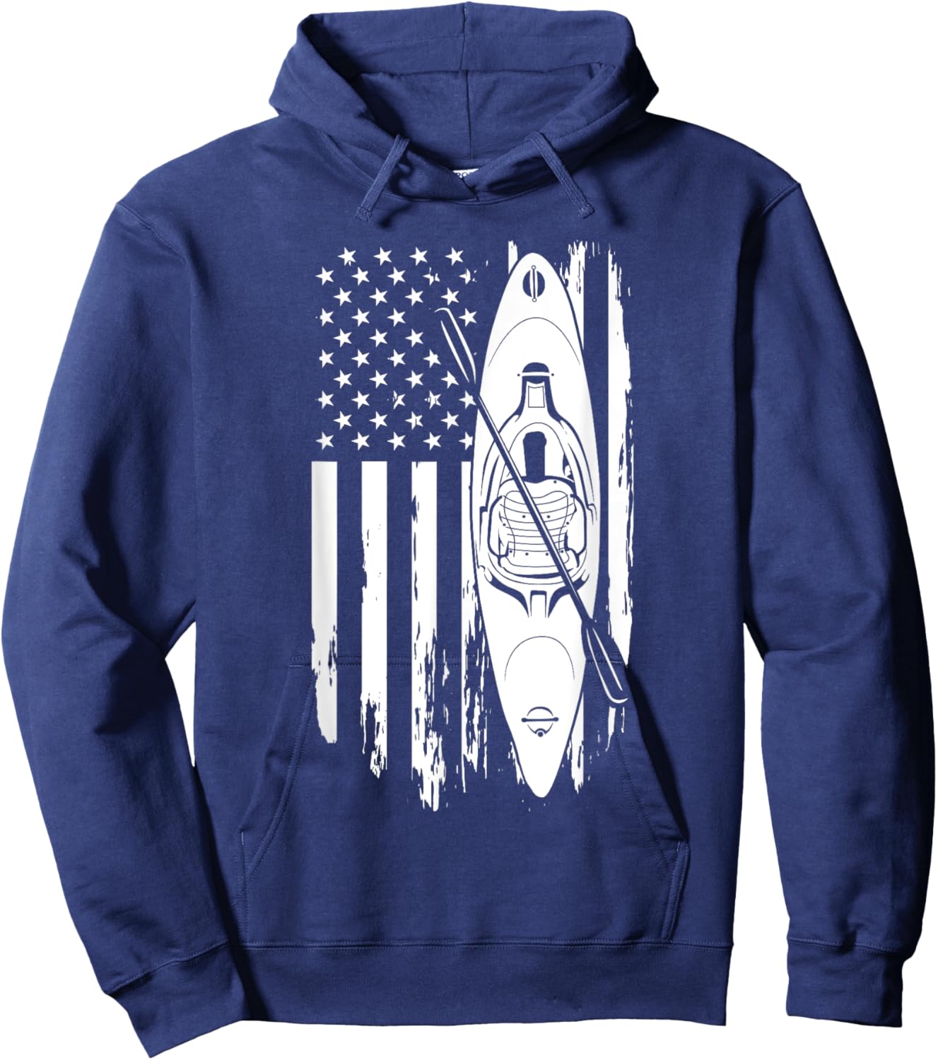 Kayak Paddle USA Flag American Kayaking 4th Of July Lovers Hoodie - Hoodie | Navy