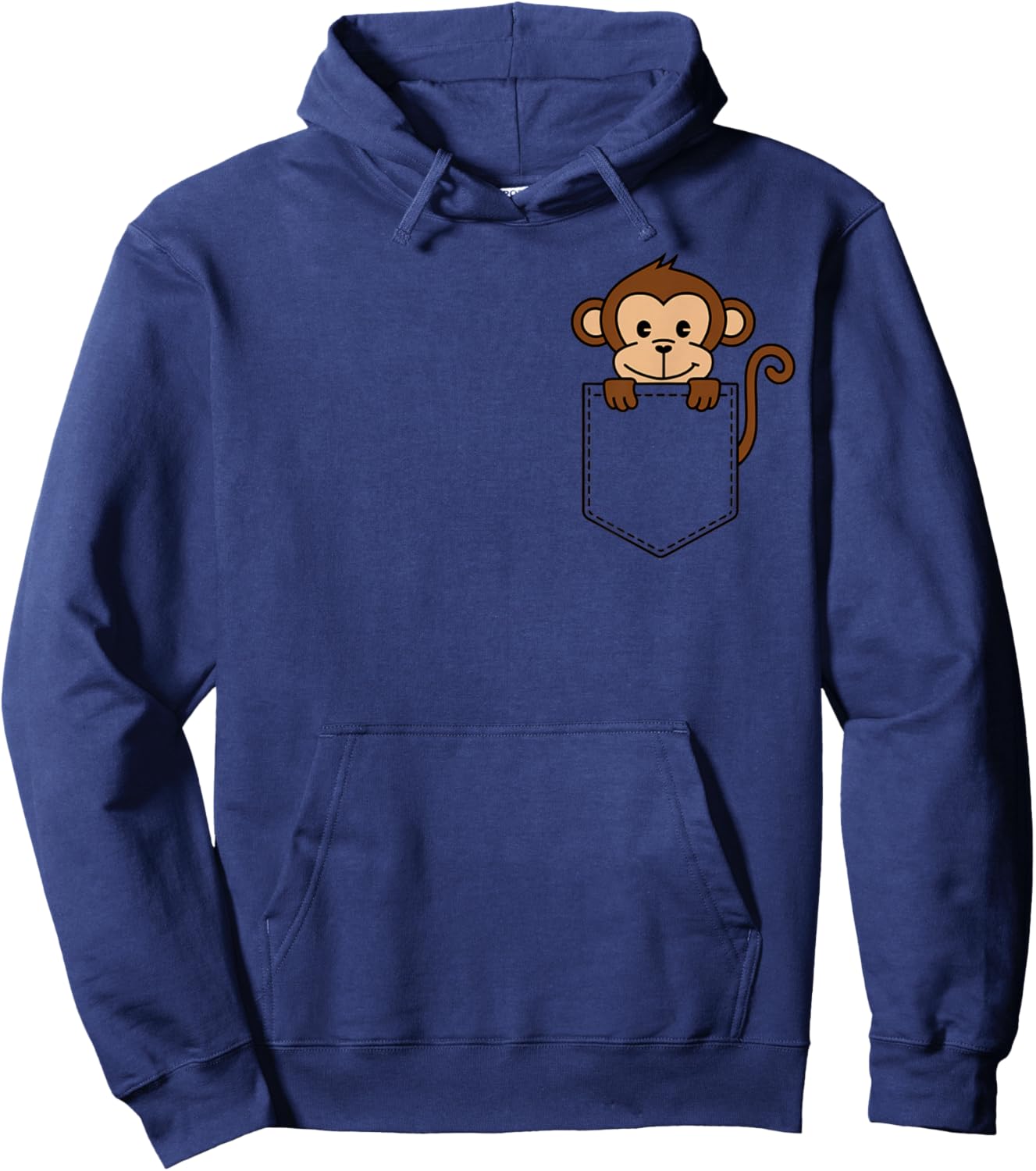 Boys Girls Toddler Cute Zoo Animal Monkey in Pocket Kids Hoodie - Hoodie | Navy