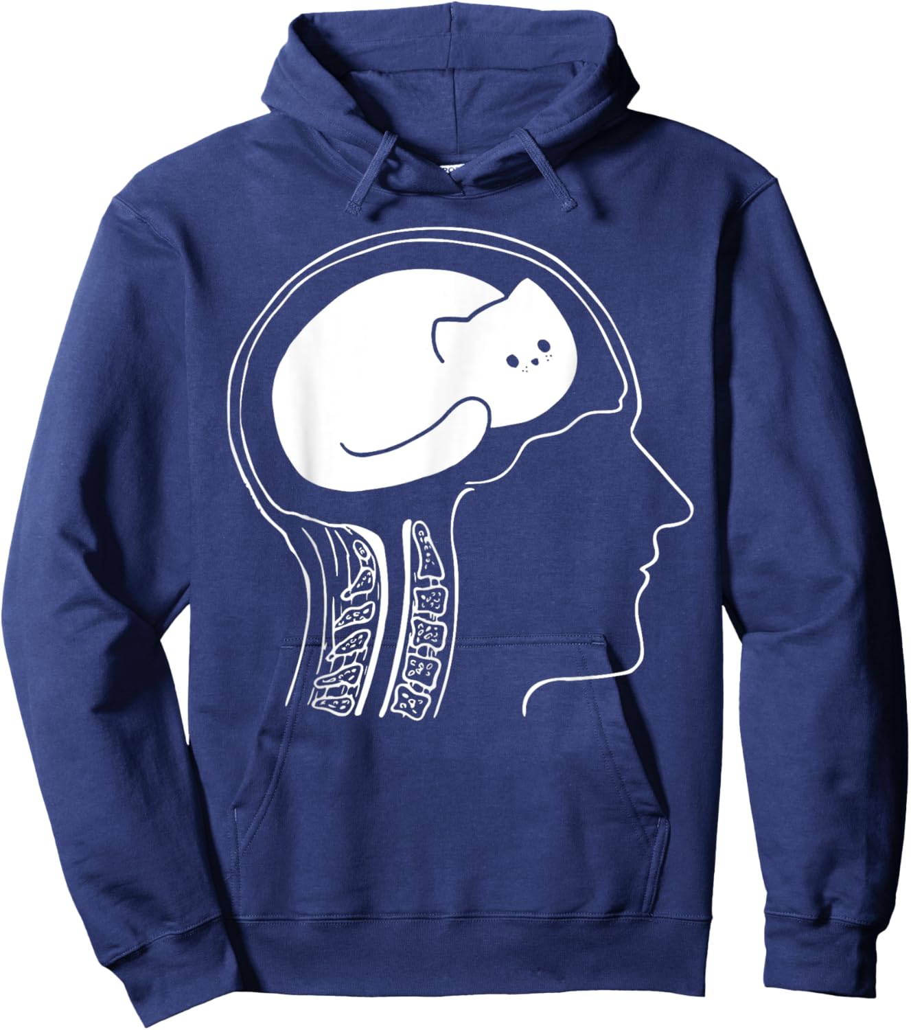 Funny Cat Brain Meme Joke Graphic Hoodie - Hoodie | Navy