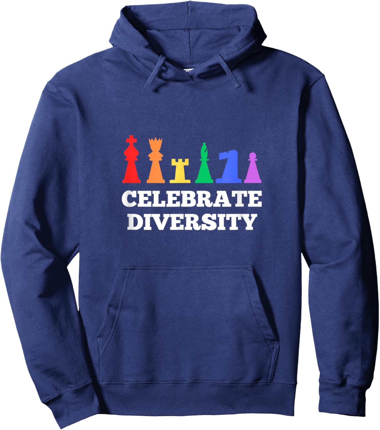 Rainbow Chess - Celebrate Diversity Rainbow Flag Hoodie - Hoodie | Navy