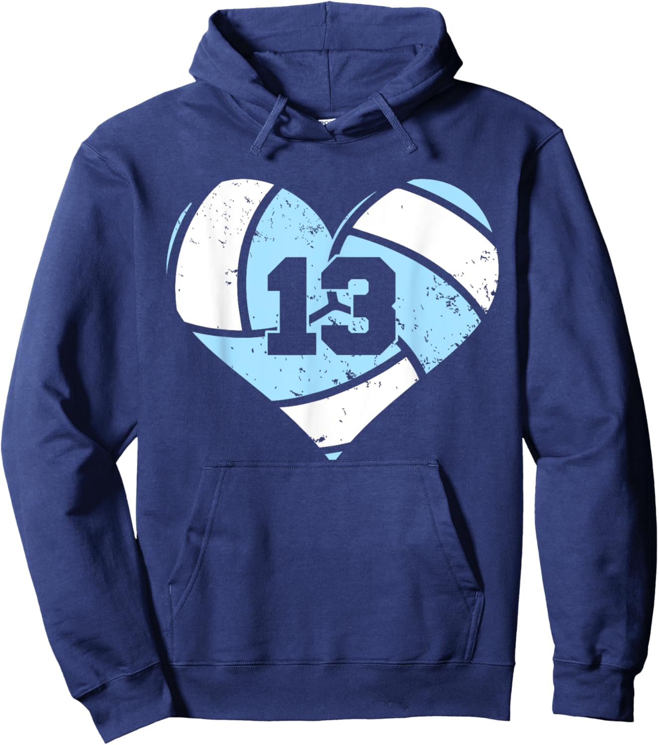 Volleyball Number 13 Jersey Funny Volleyball Heart Game Day Hoodie - Hoodie | Navy