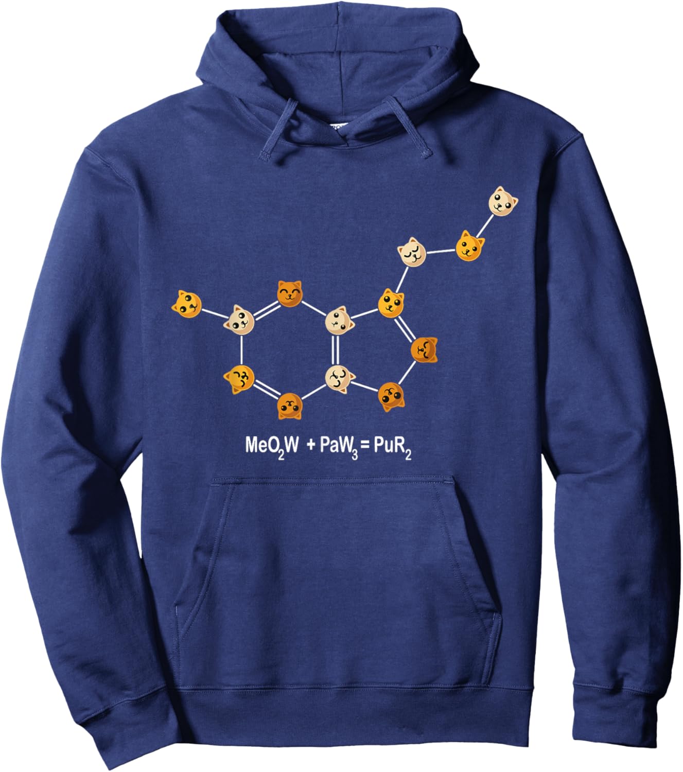 Funny Cat Chemistry Pun Molecule Science Cat Lover Women Kids Hoodie - Hoodie | Navy