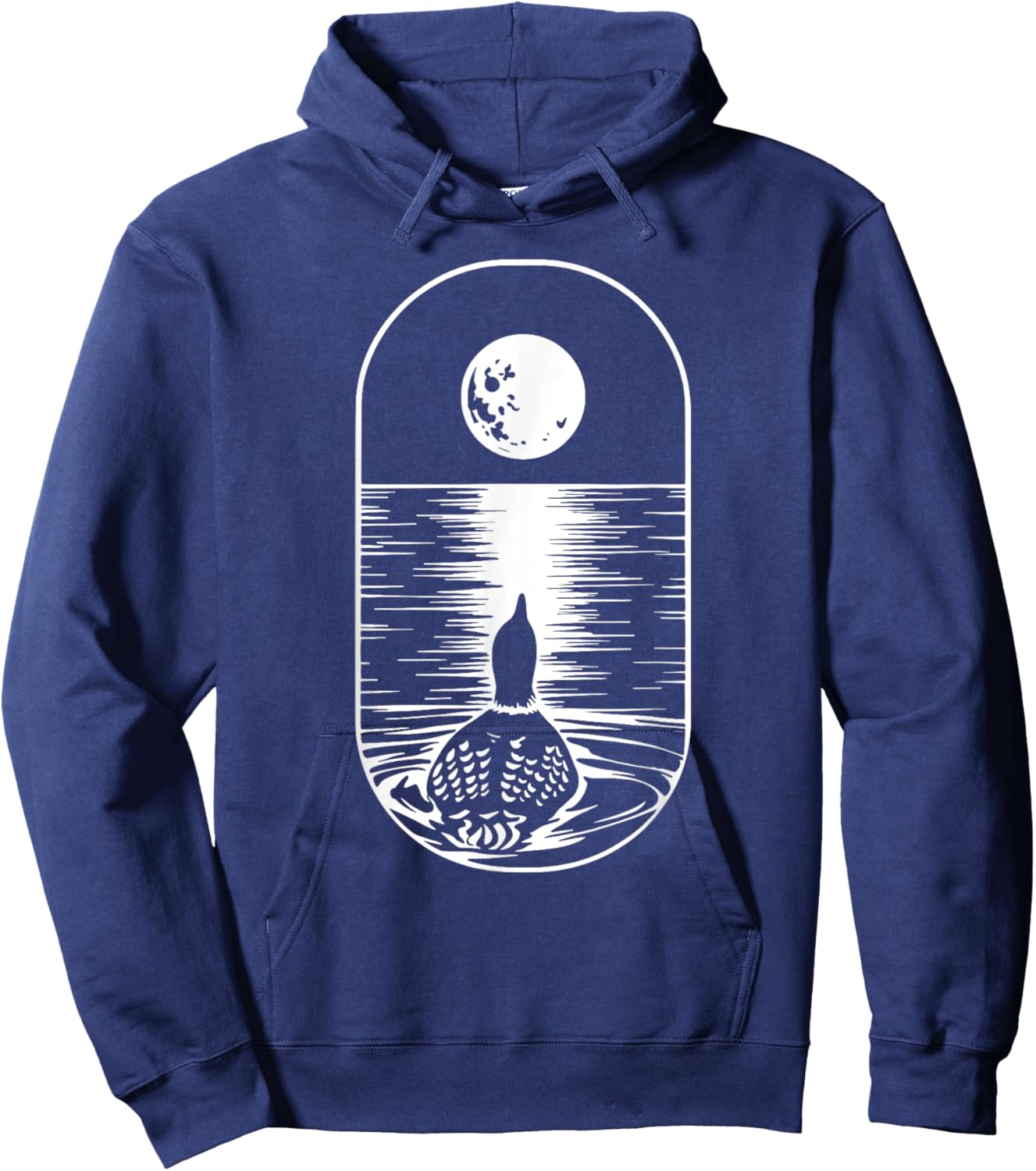 Loon and the Moon Common Loon Minnesota Lake Loon Hoodie - Hoodie | Navy