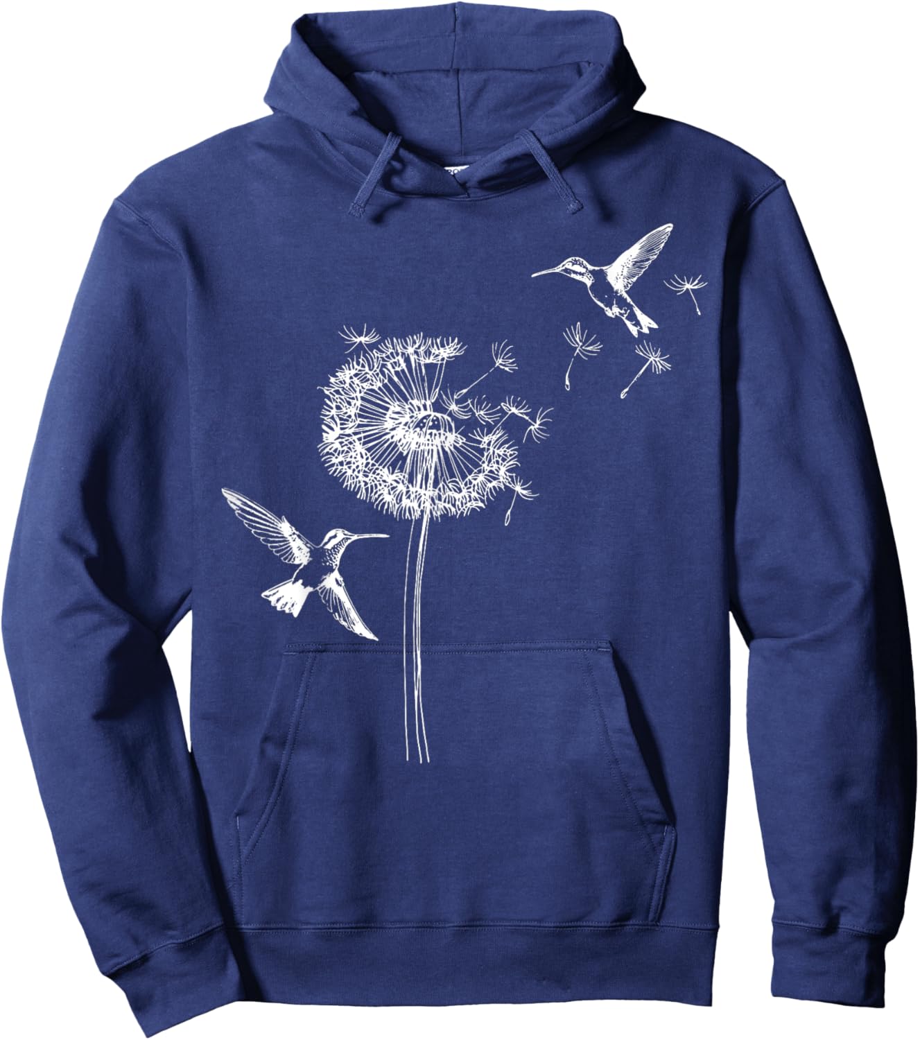 Hummingbird Bird Floral Dandelion Spring Birds Flower Hoodie - Hoodie | Navy