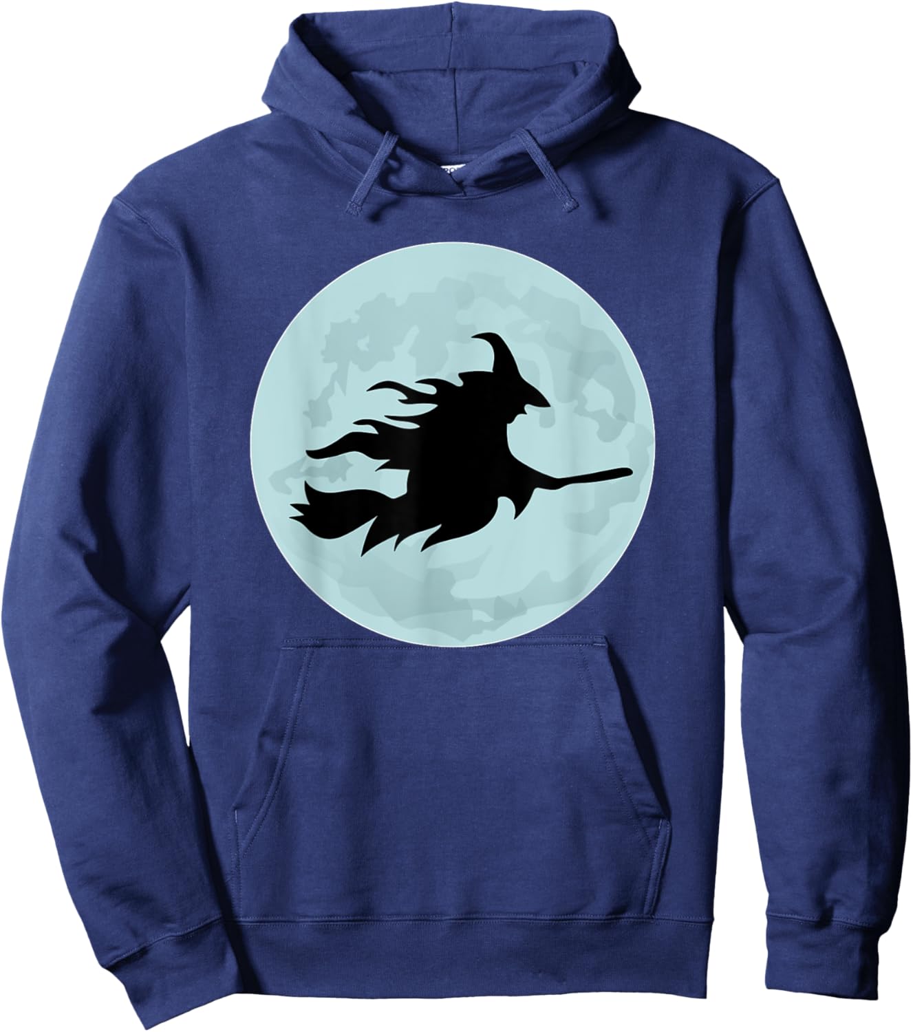Flying Witch On Broomstick Full Moon Halloween Costume Hoodie - Hoodie | Navy