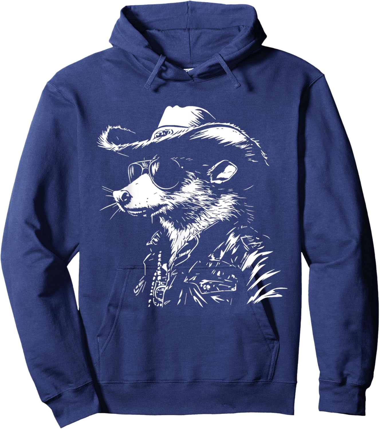 Vintage Possum Opossum Cowboy Graphic Hoodie - Hoodie | Navy