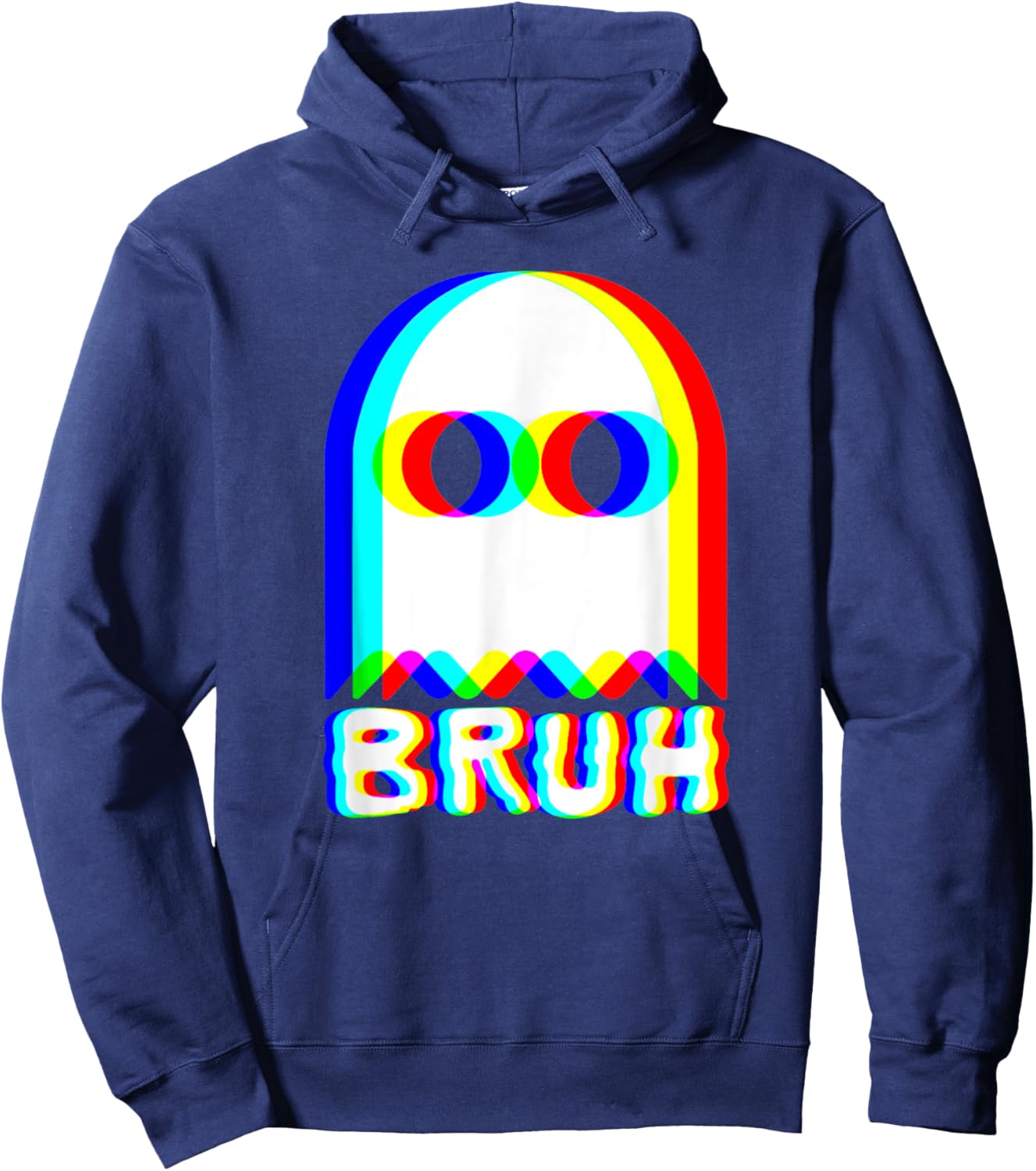 Bruh Ghost Trippy Vaporwave Techno Rave EDM Music Festival Hoodie - Hoodie | Navy