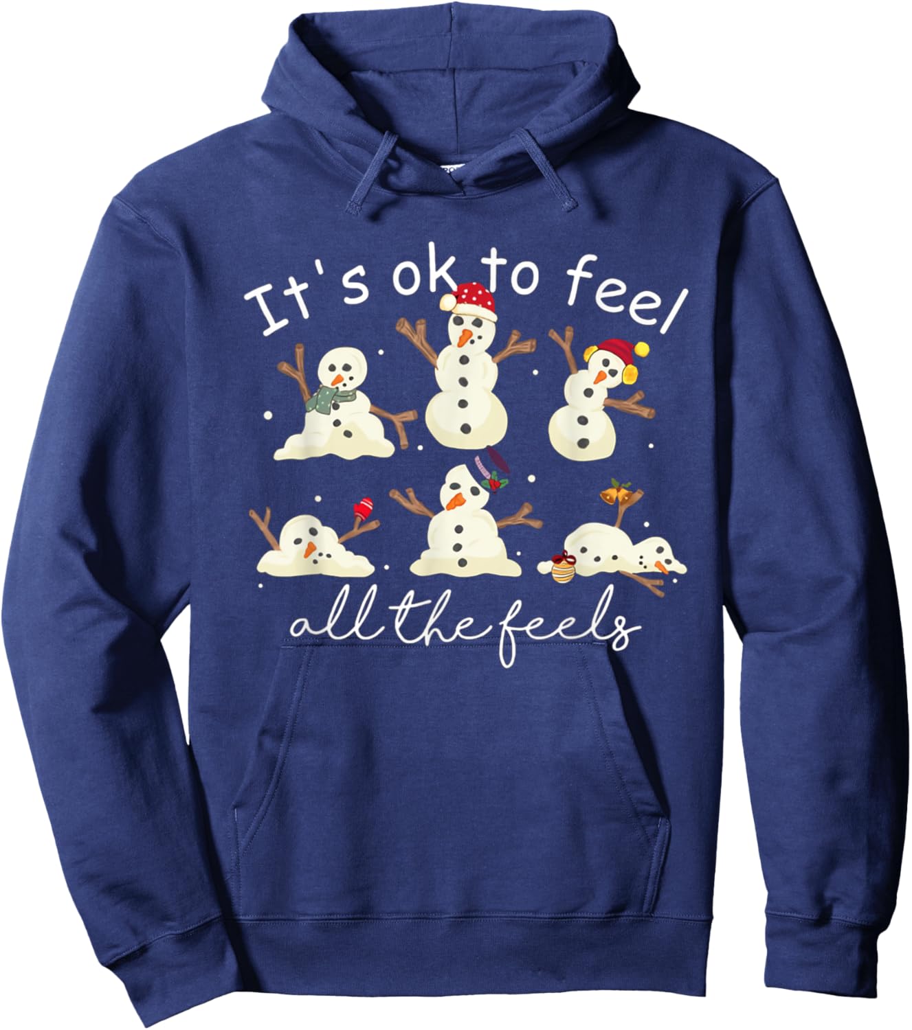 It's Ok To Feel All the Feels Mental Health Christmas Hoodie - Hoodie | Navy