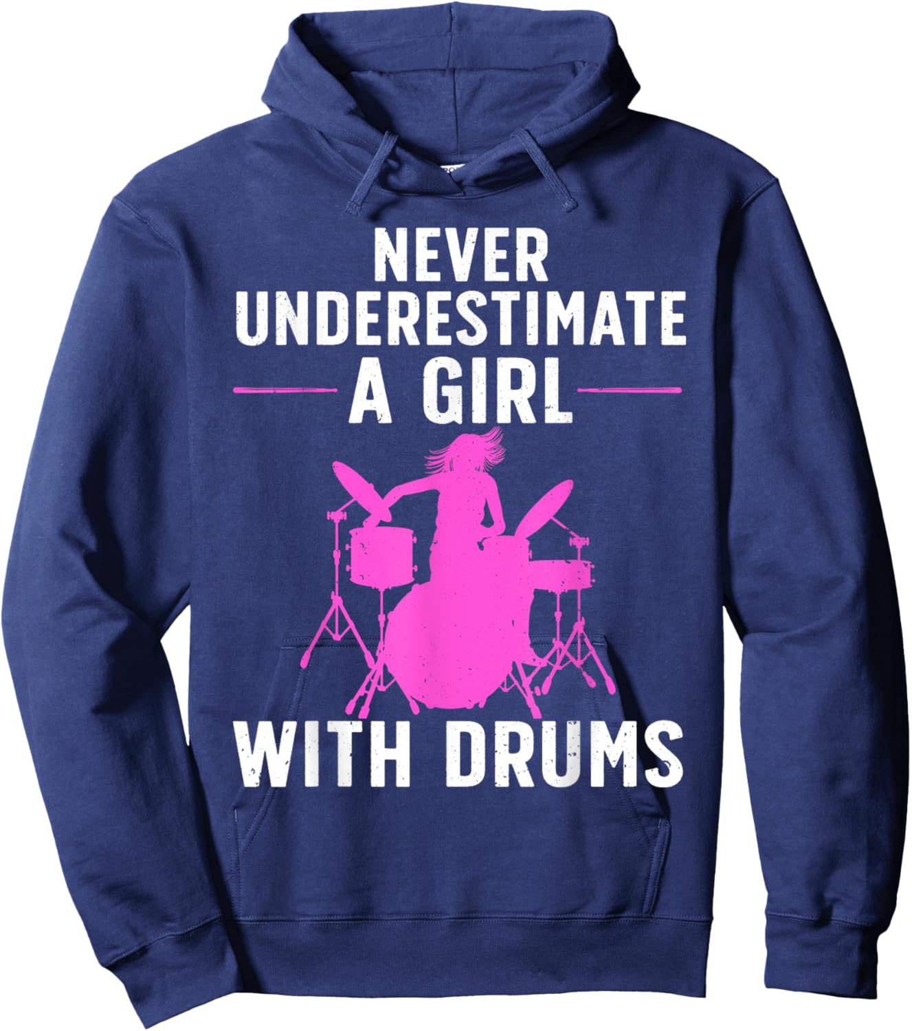 Funny Drummer Art For Girls Women Drumming Drum Set Drummer Hoodie - Hoodie | Navy