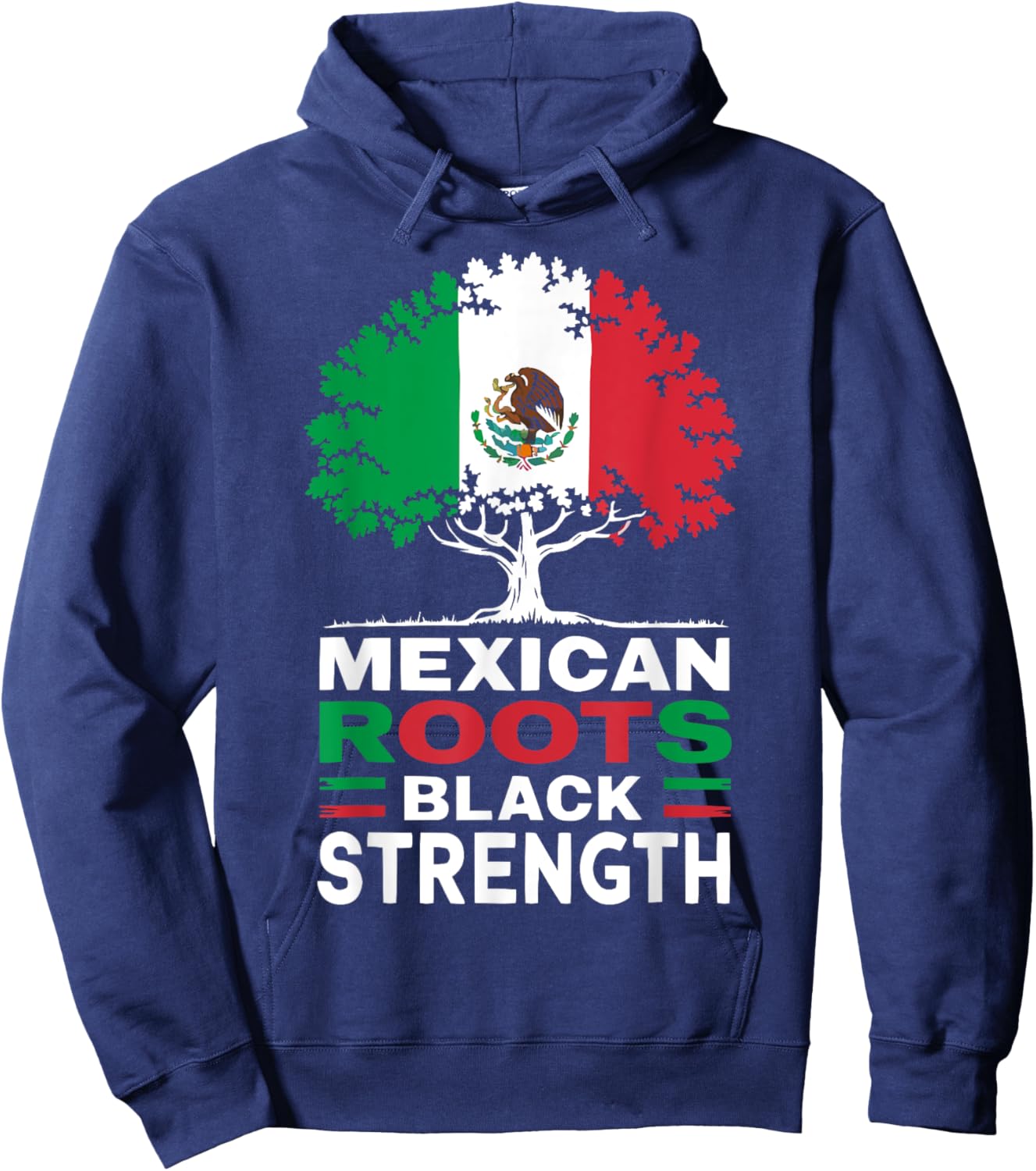 Half Mexican Half African American USA Flag Black America Hoodie - Hoodie | Navy