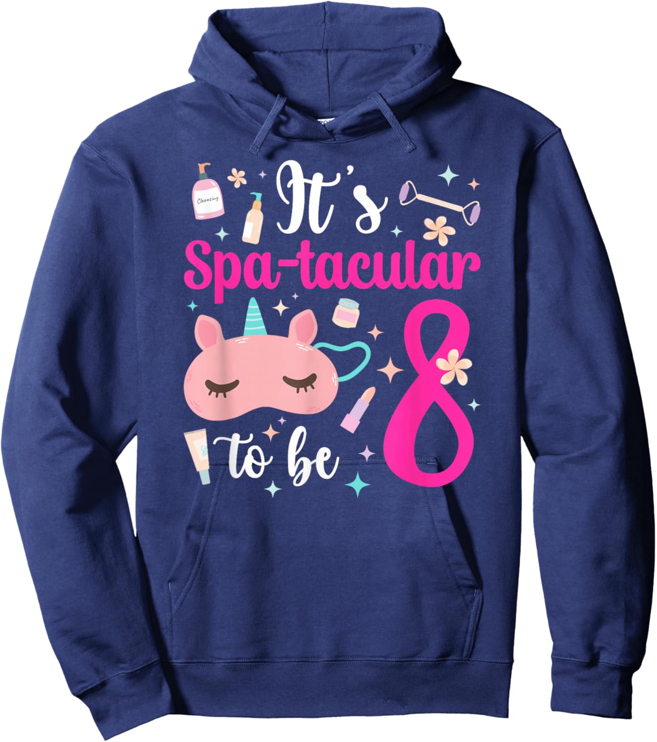 8th Spa Birthday Party Eight Year Old Spa B-Day Girls Hoodie - Hoodie | Navy