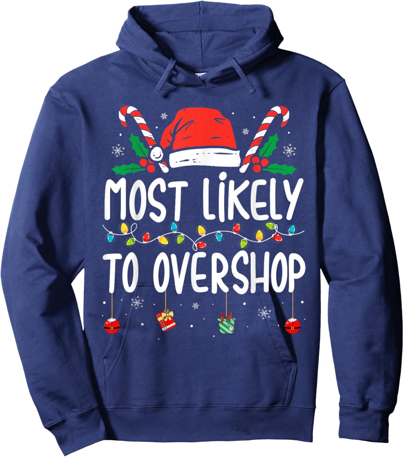 Most Likely To Overshop Shopping Family Crew Christmas Hoodie - Hoodie | Navy